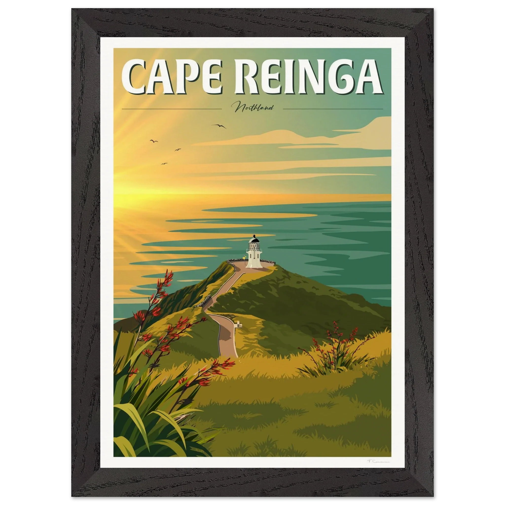 Cape Reinga Sunset Travel Poster, New Zealand
