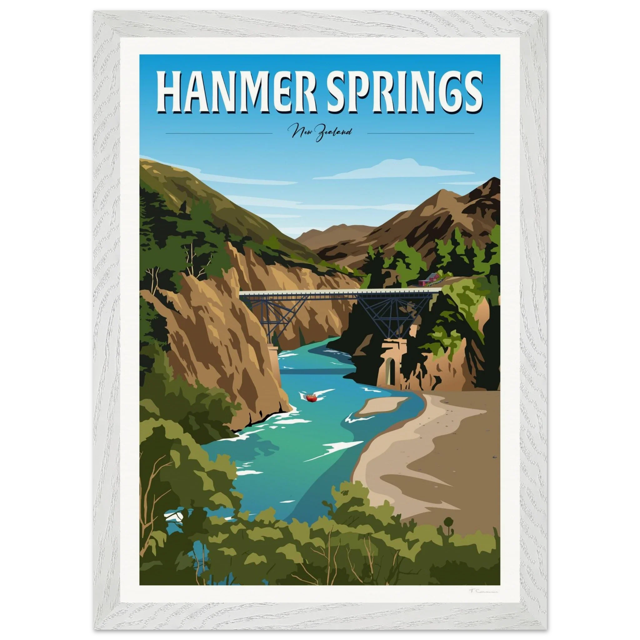 Hanmer Springs Summer Day Travel Poster, New Zealand