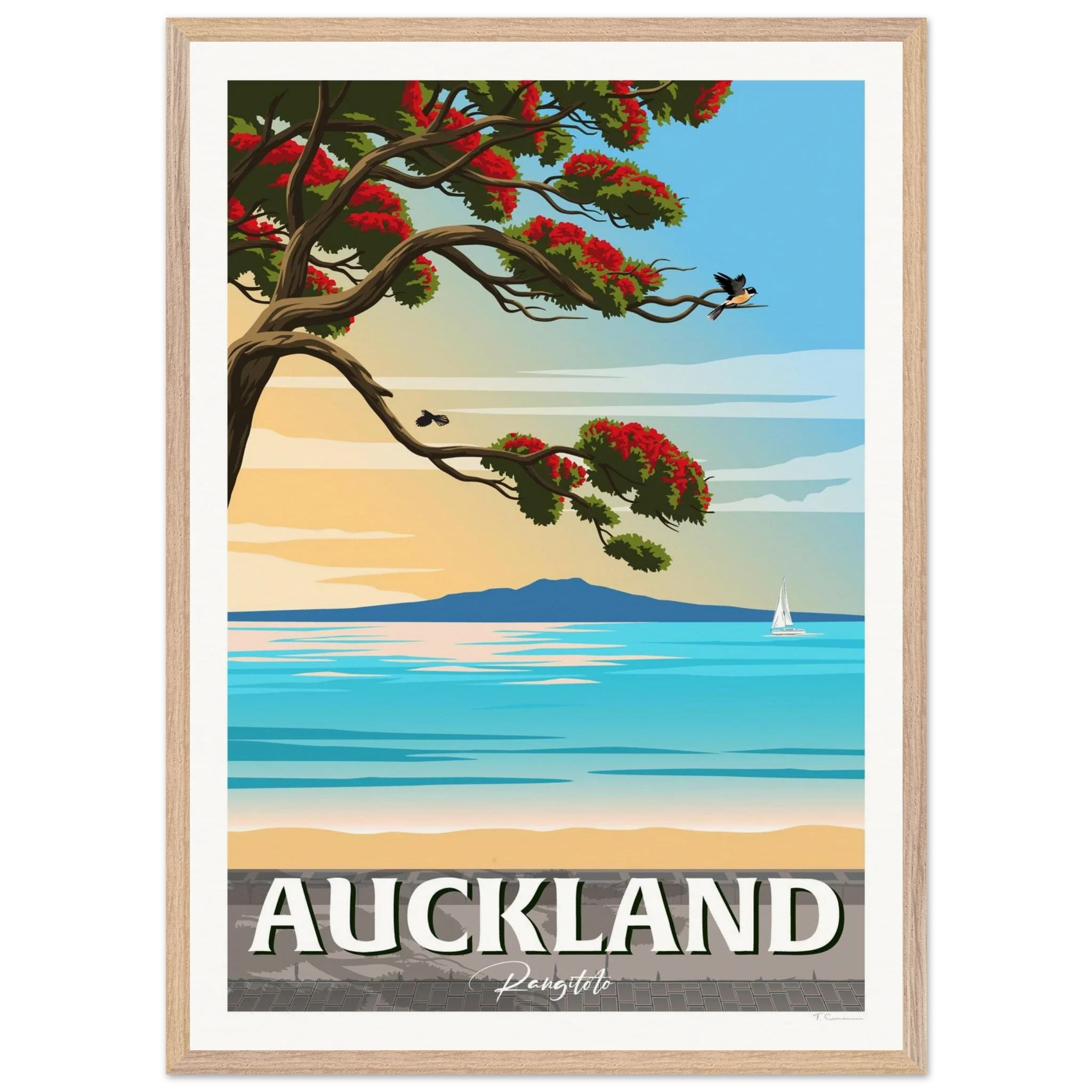 Rangitoto Island New Zealand Travel Poster