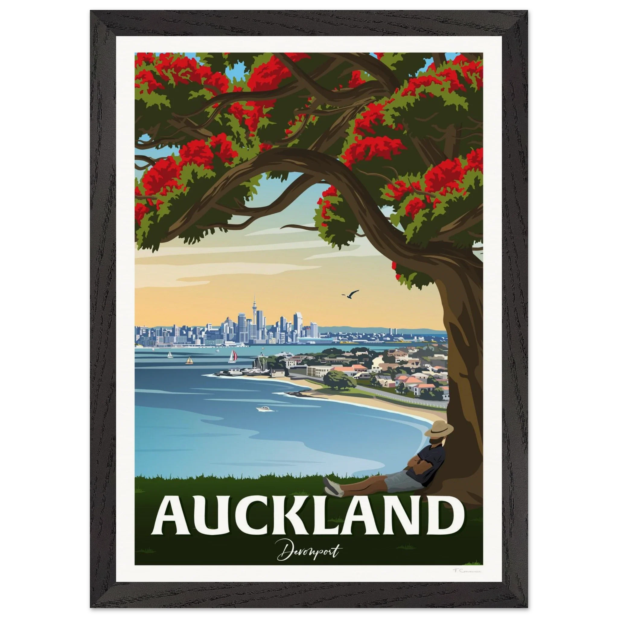 Auckland from Northhead New Zealand Travel Poster