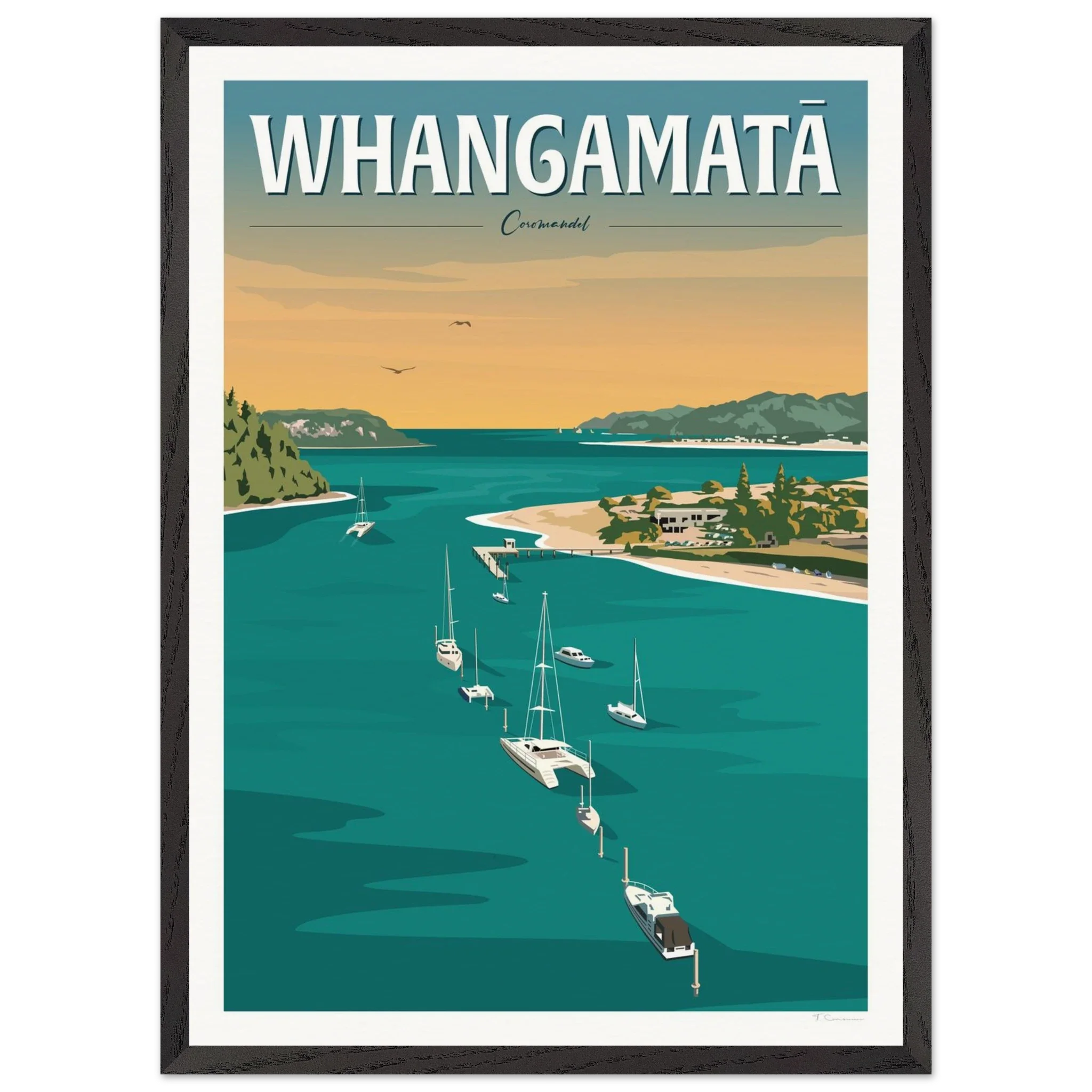 Whangamata Harbour Travel Poster, New Zealand
