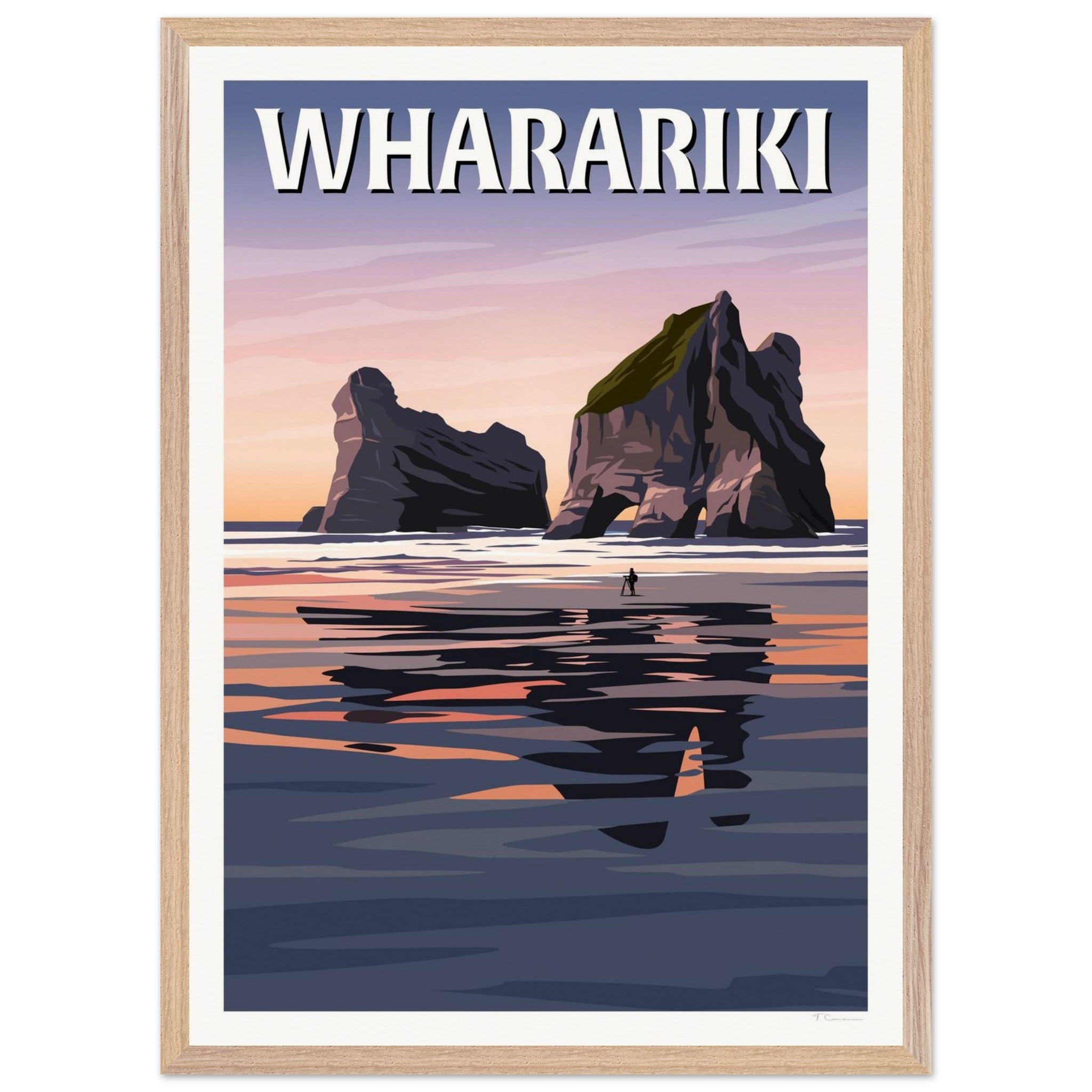 Wharariki Sunset Travel Poster, New Zealand