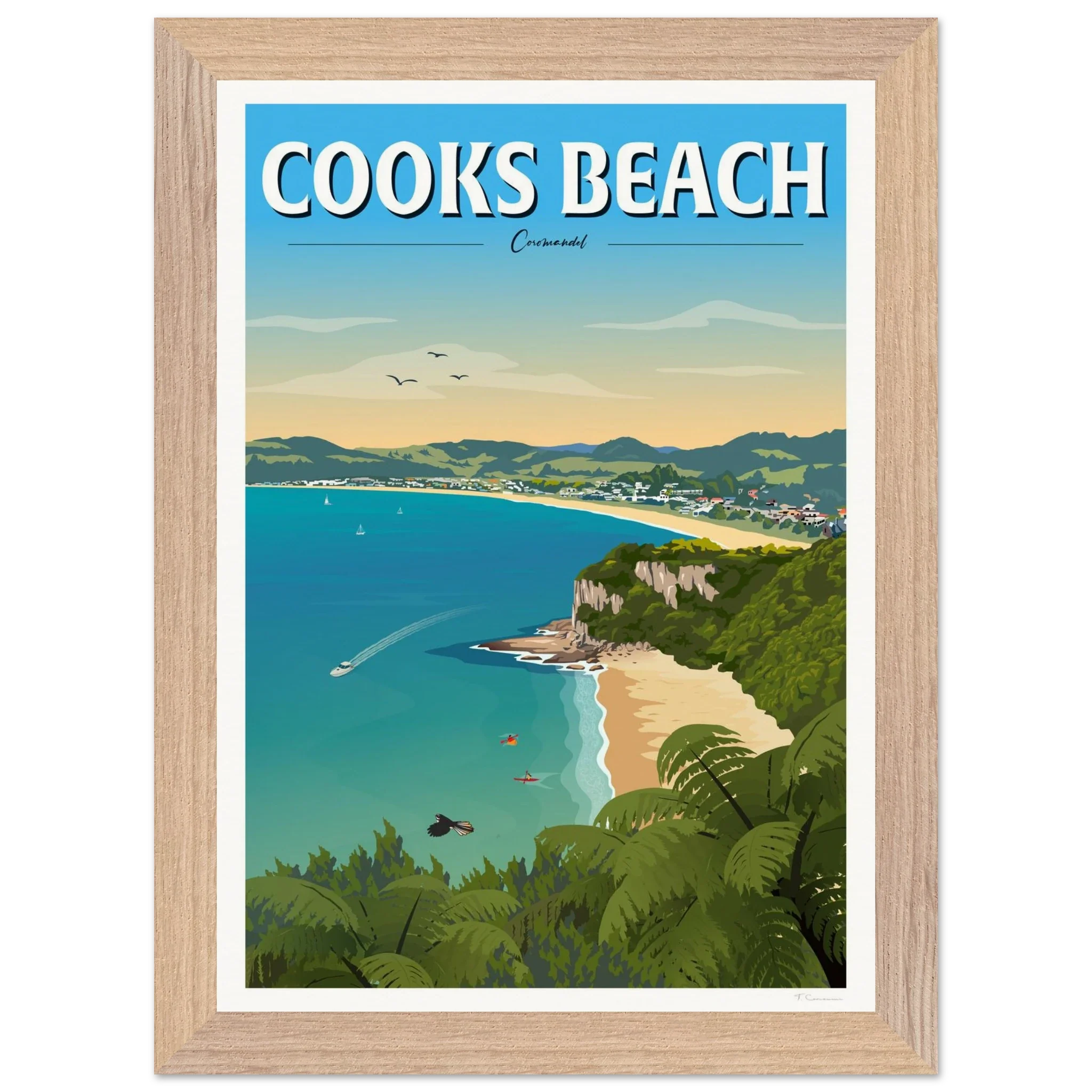 Cooks Beach, Coromandel New Zealand Travel Poster