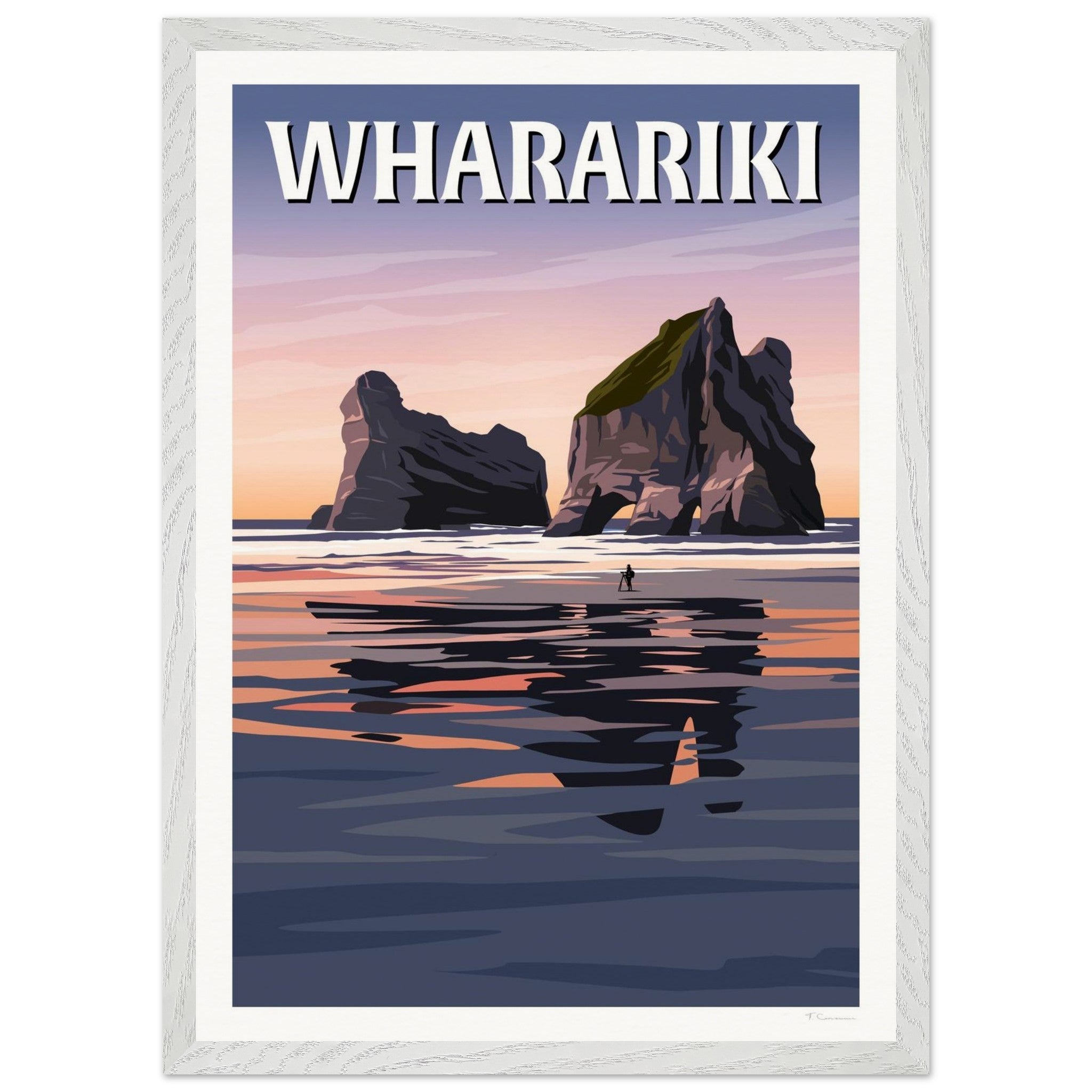 Wharariki Sunset Travel Poster, New Zealand
