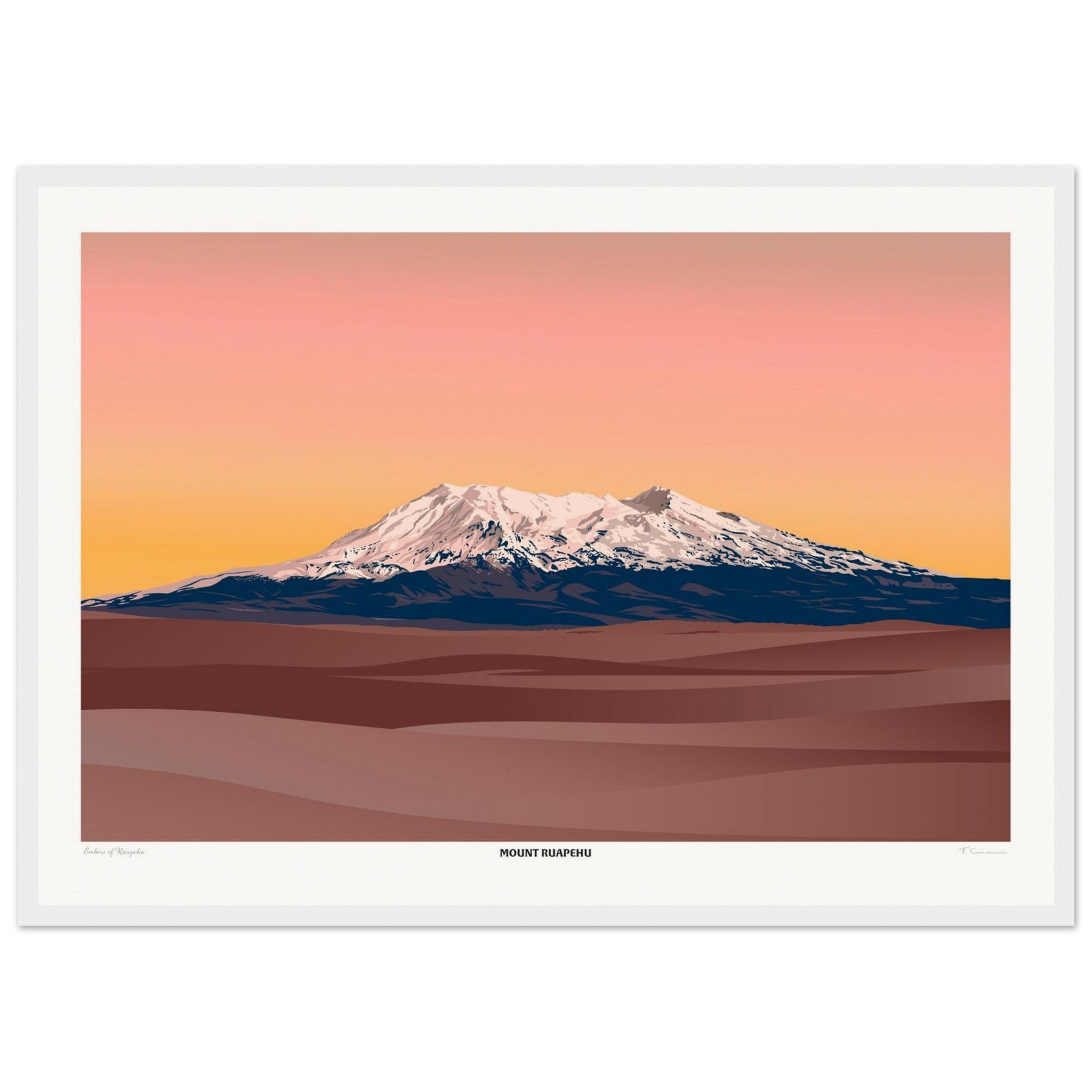 Mount Ruapehu Travel Poster, New Zealand