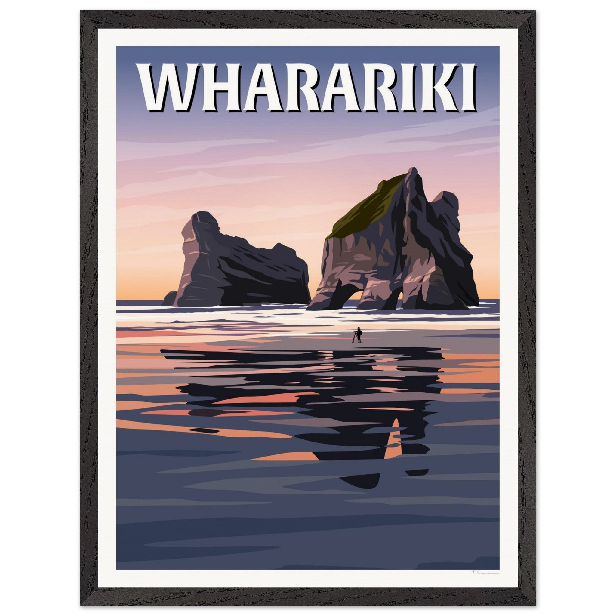 Wharariki Sunset Travel Poster, New Zealand