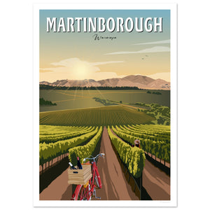 Poster of vineyard in Martinborough, New Zealand. Artist Tiffany Consumi - Viva Home