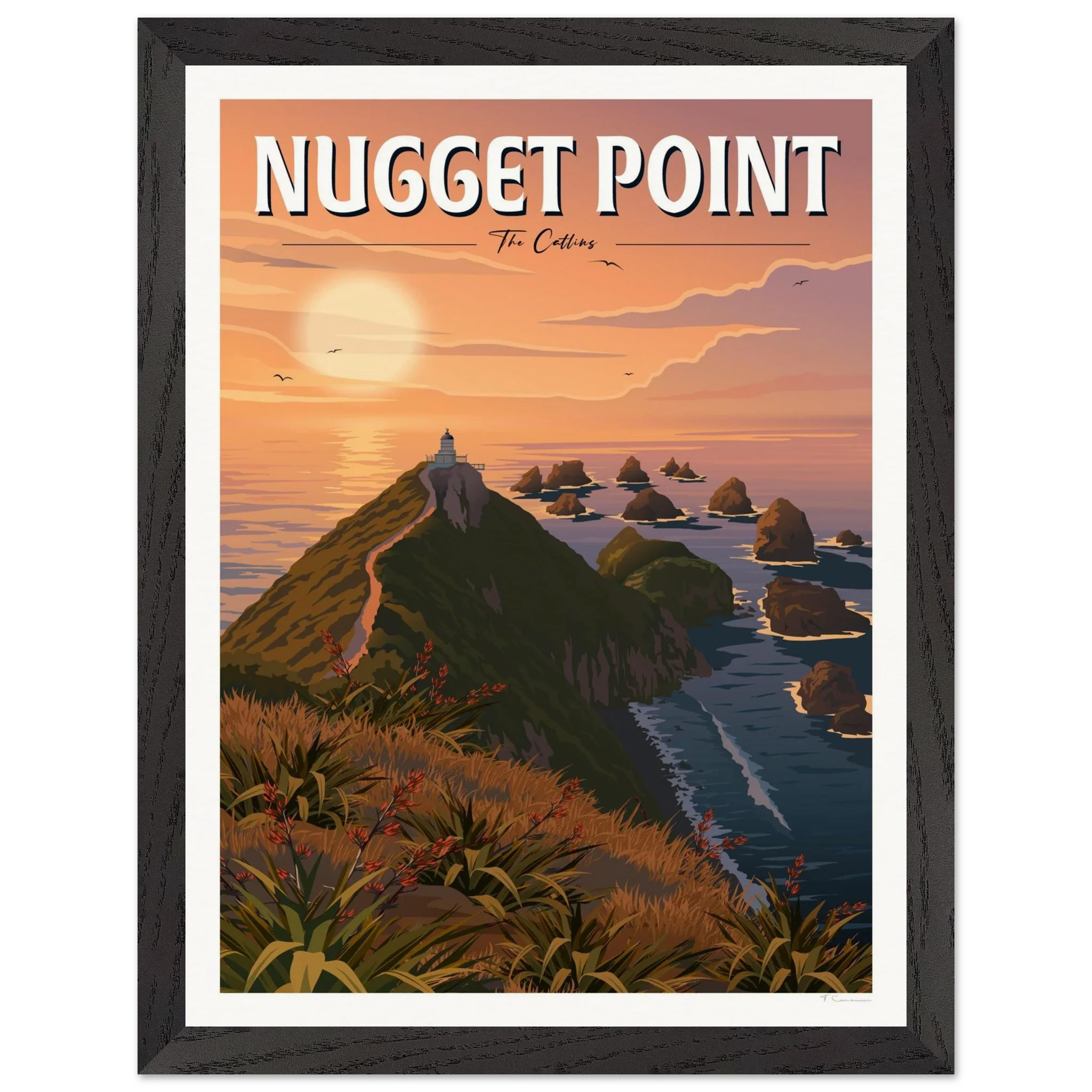 Nugget Point Travel Poster, Otago, New Zealand