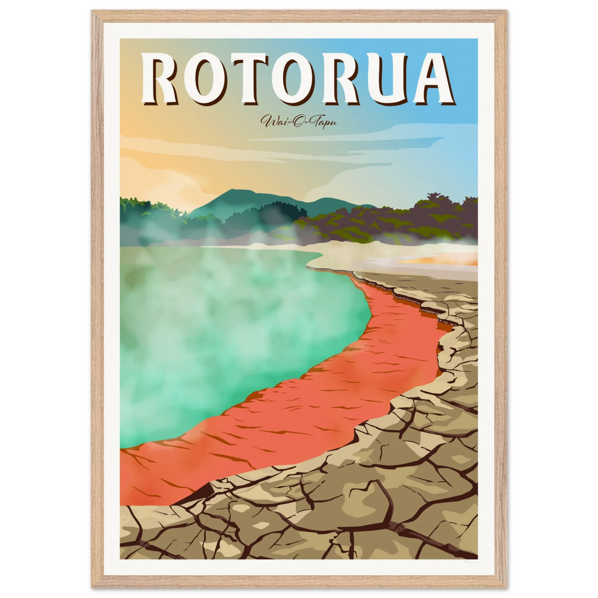 Rotorua Waiotapu New Zealand Travel Poster