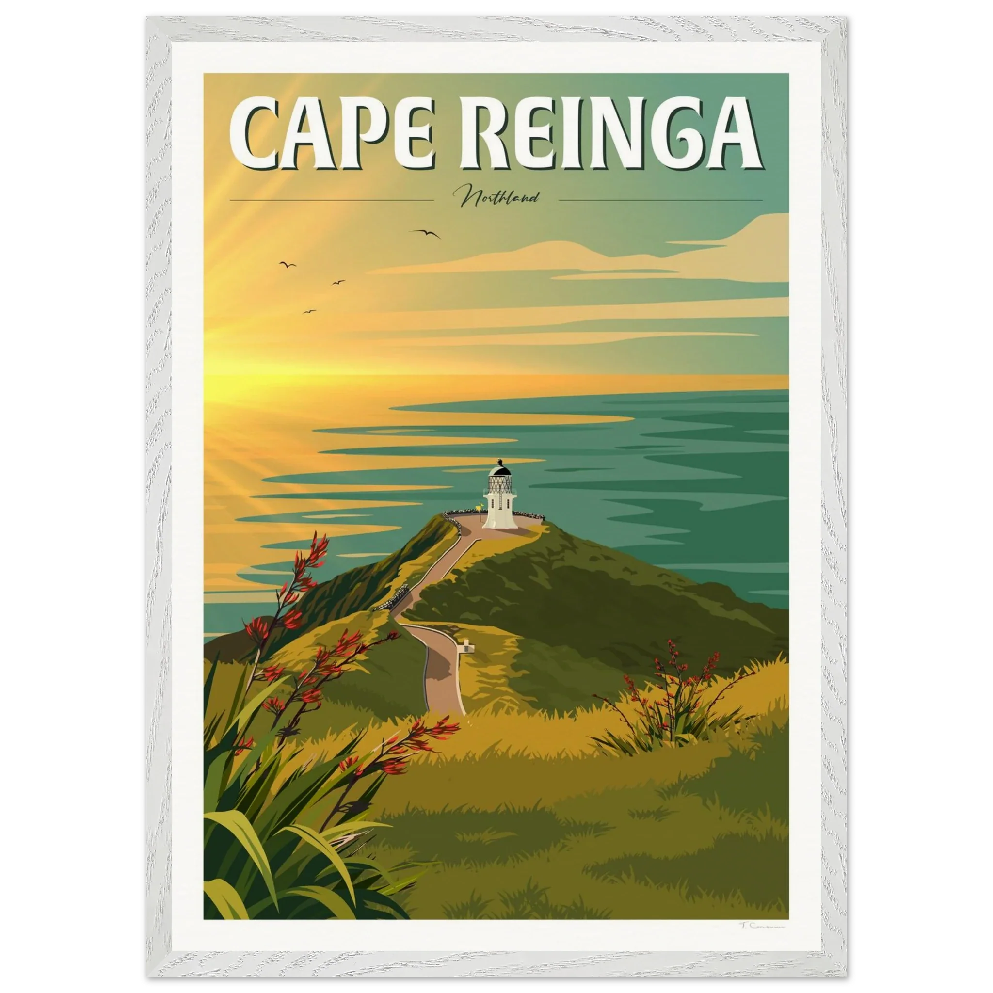 Cape Reinga Sunset Travel Poster, New Zealand