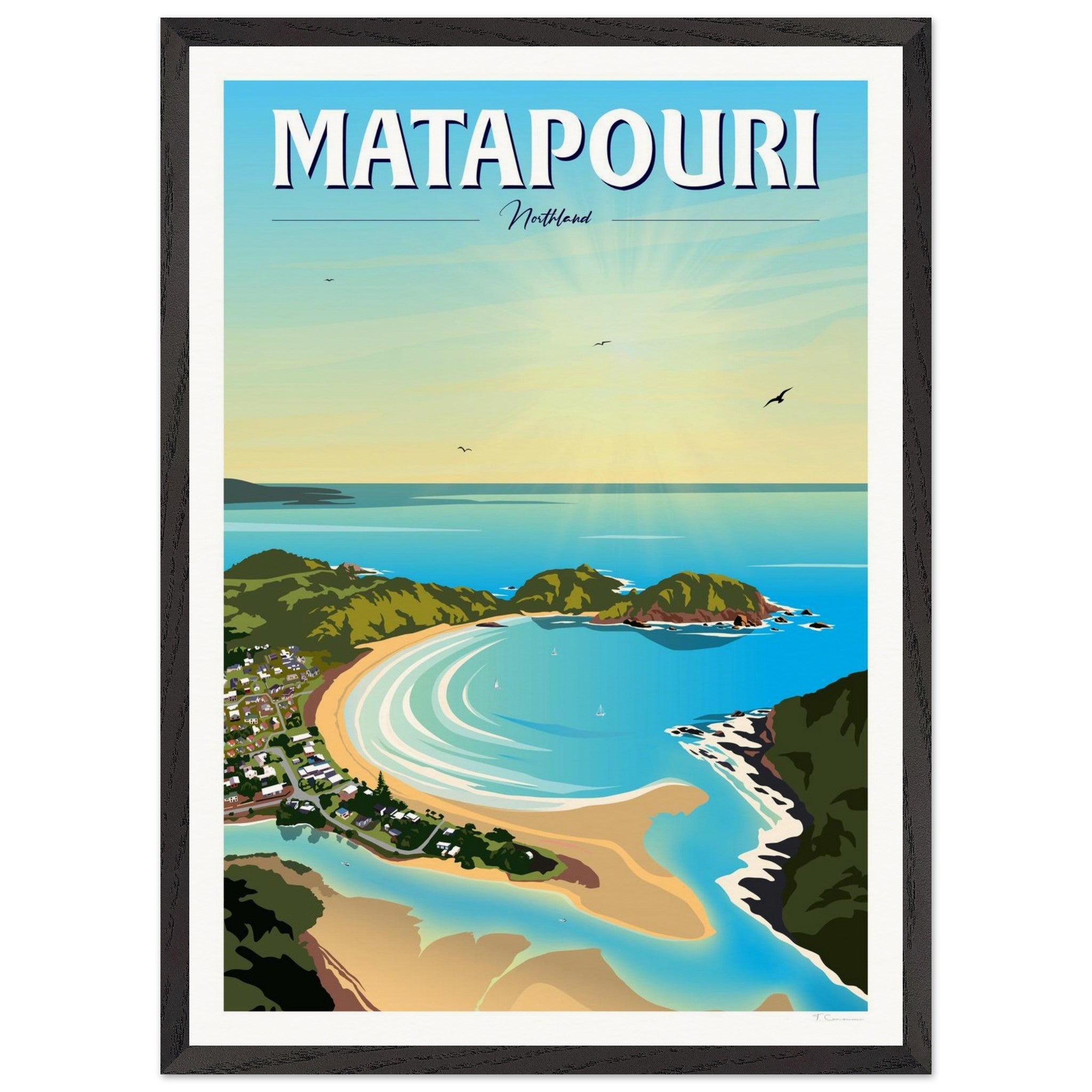 Matapouri Travel Poster, New Zealand