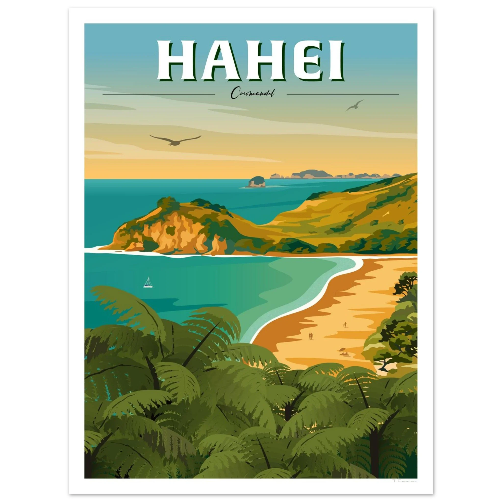 Hahei - Coromandel New Zealand Travel Poster