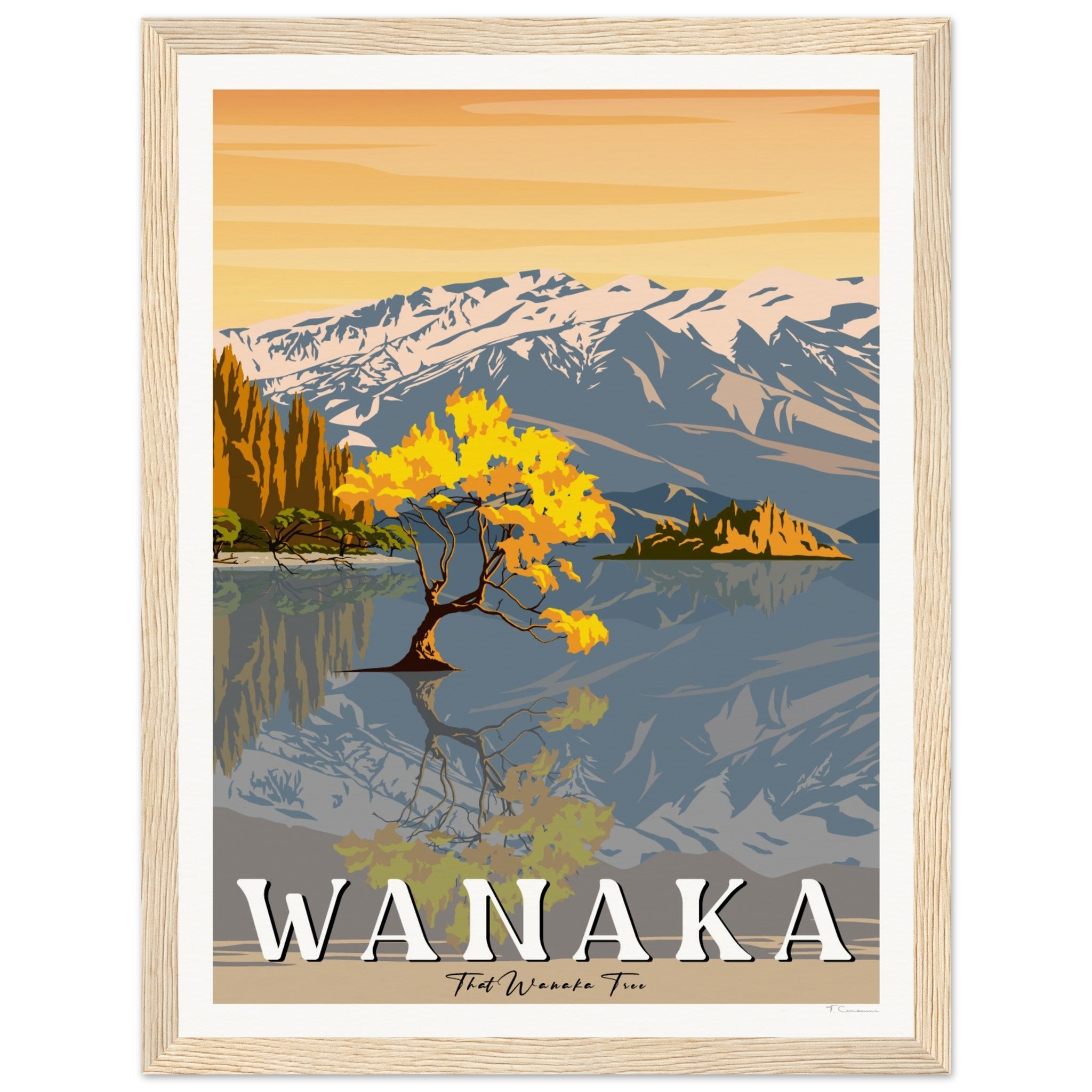 Wanaka Tree in the Lake - Travel Poster, New Zealand