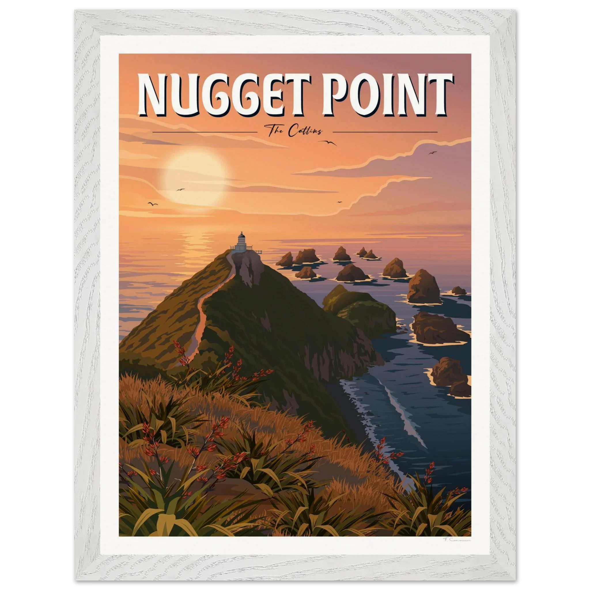 Nugget Point Travel Poster, Otago, New Zealand