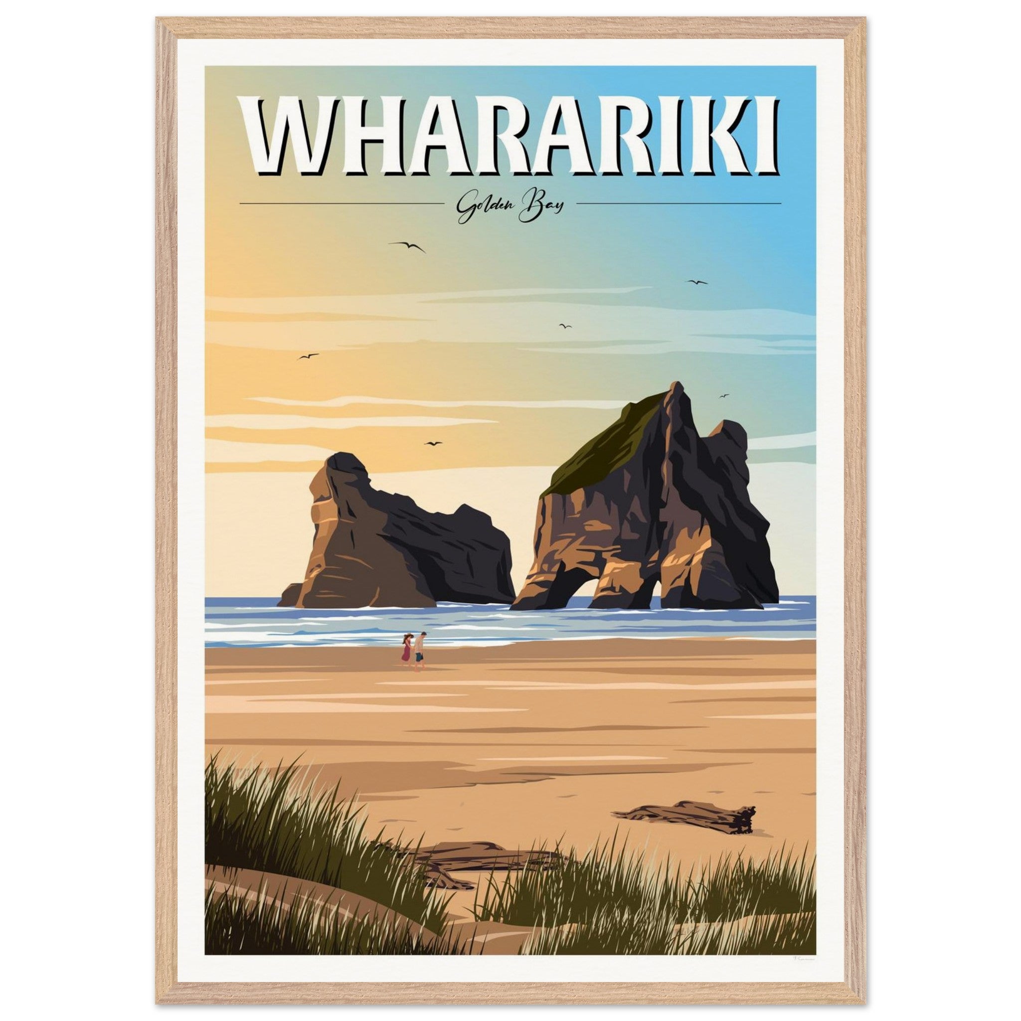 Wharariki Golden Bay Travel Poster, New Zealand