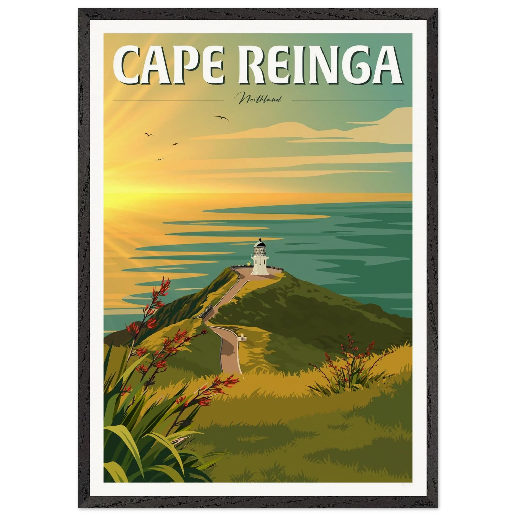 Cape Reinga Sunset Travel Poster, New Zealand