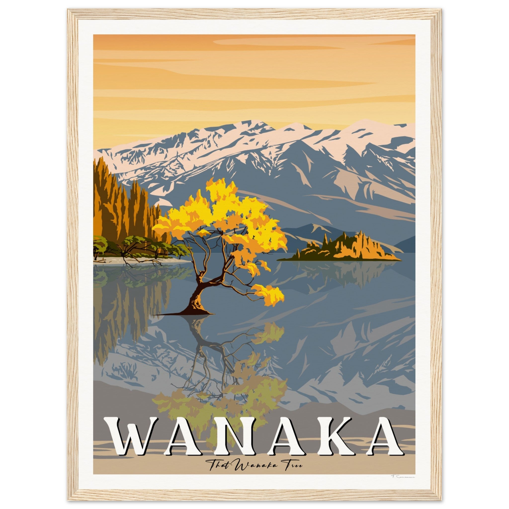 Wanaka Tree in the Lake - Travel Poster, New Zealand