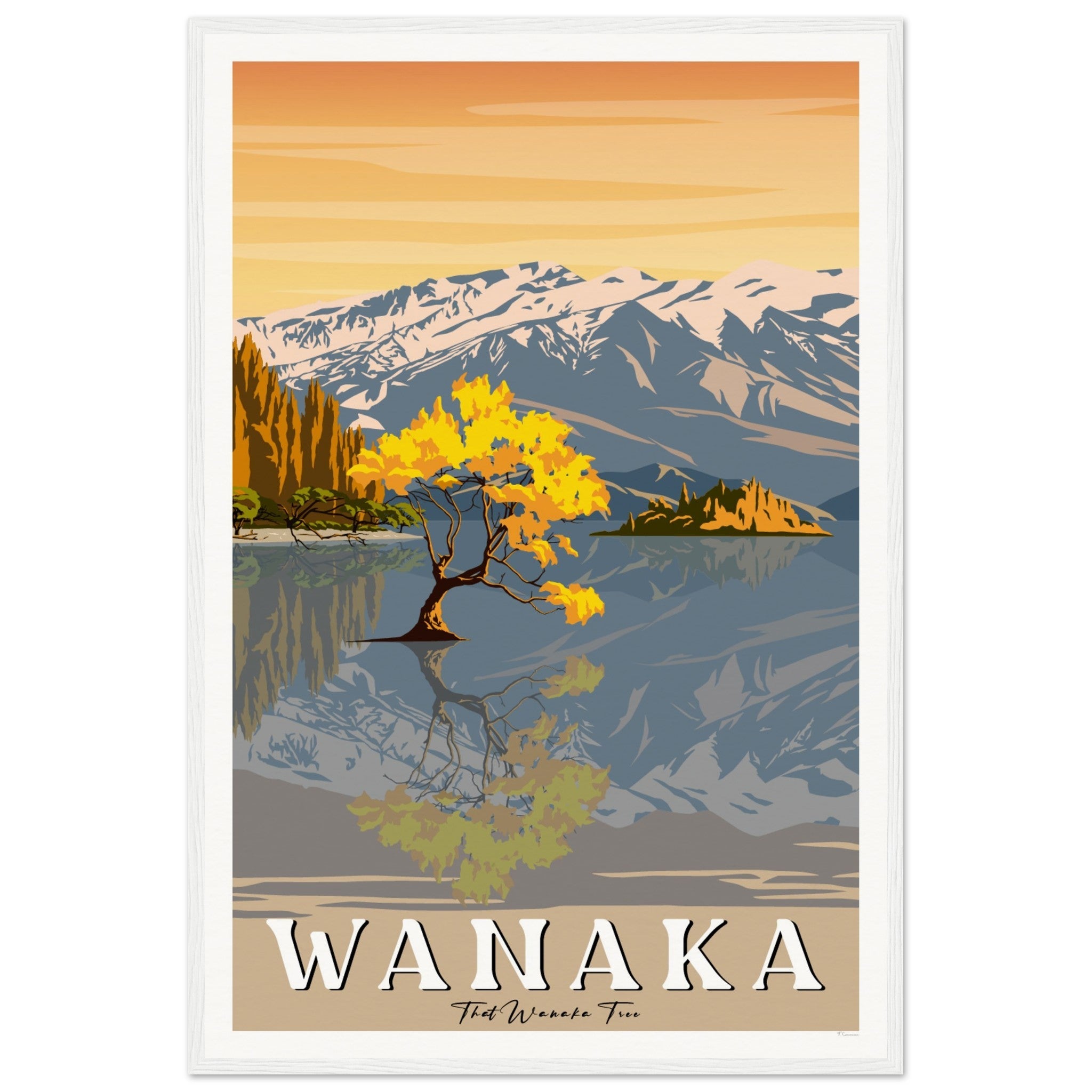 Wanaka Tree in the Lake - Travel Poster, New Zealand