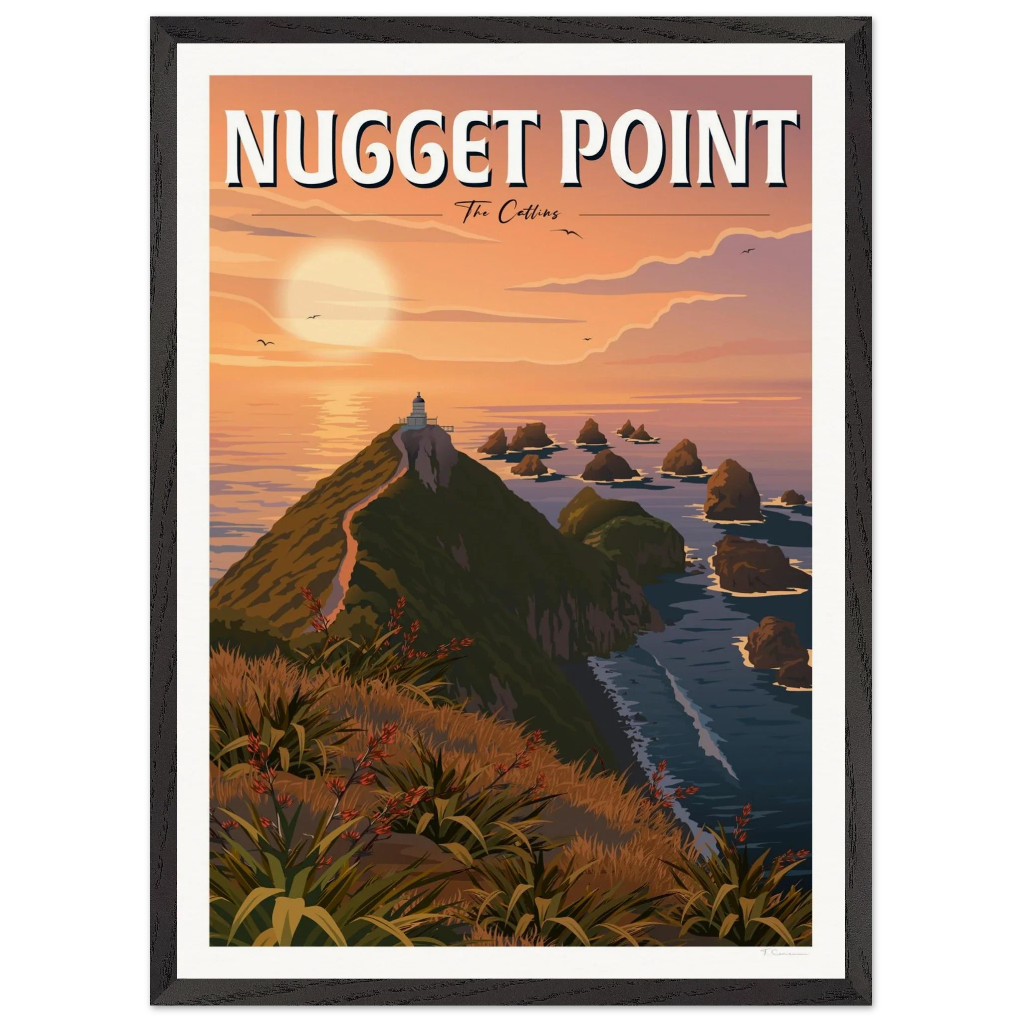 Nugget Point Travel Poster, Otago, New Zealand