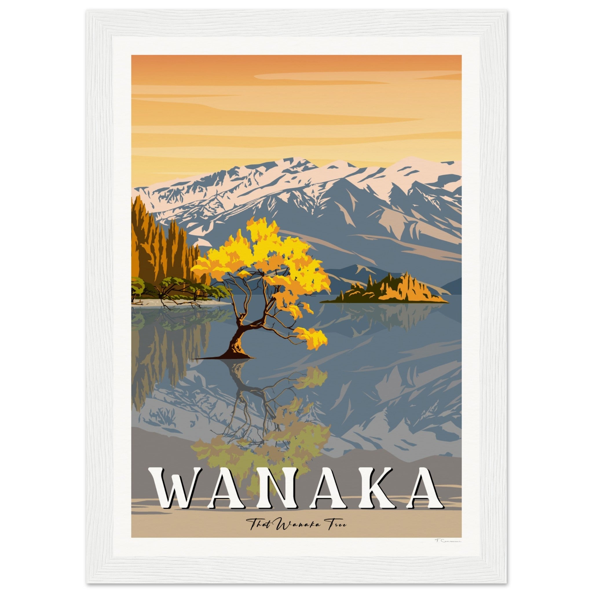 Wanaka Tree in the Lake - Travel Poster, New Zealand