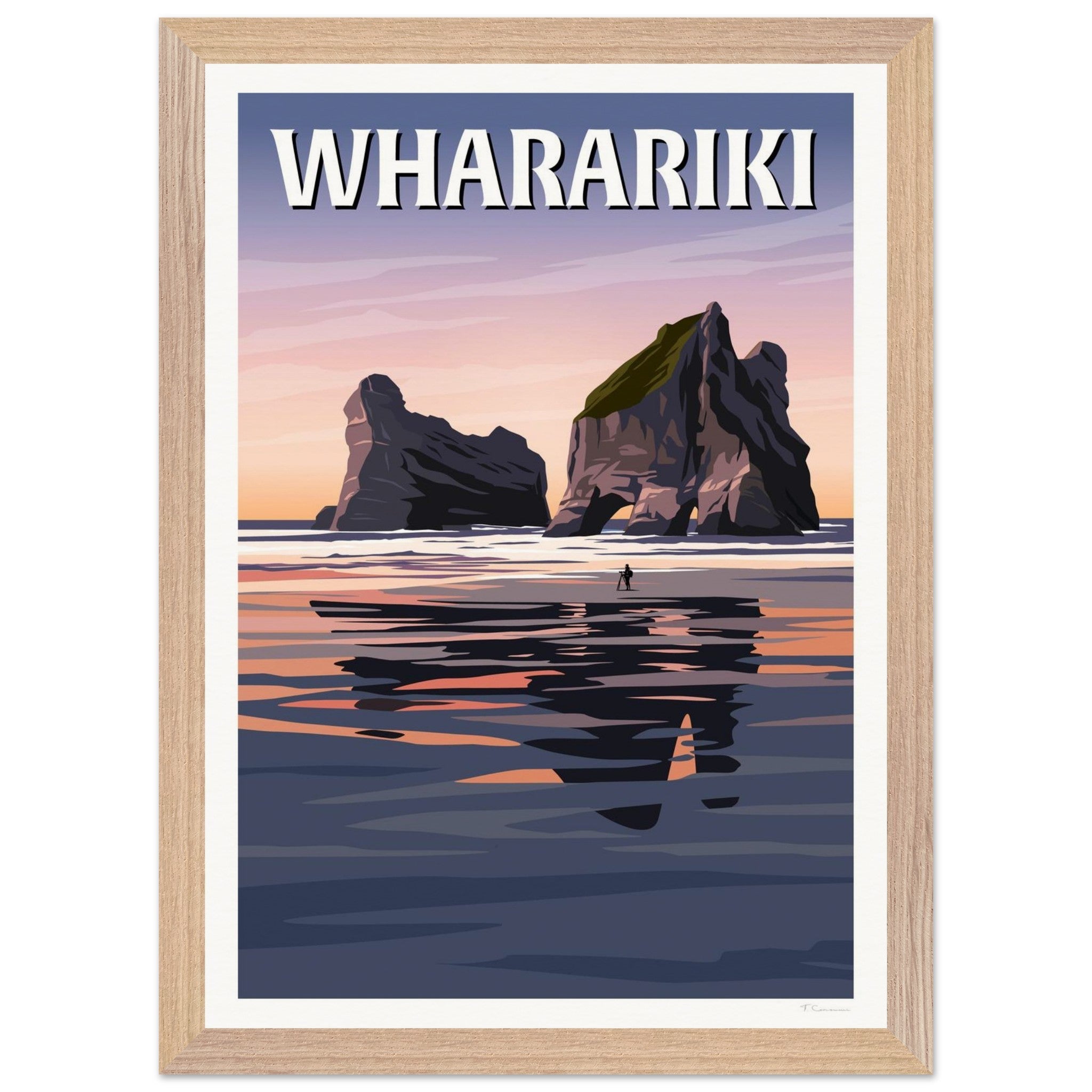 Wharariki Sunset Travel Poster, New Zealand