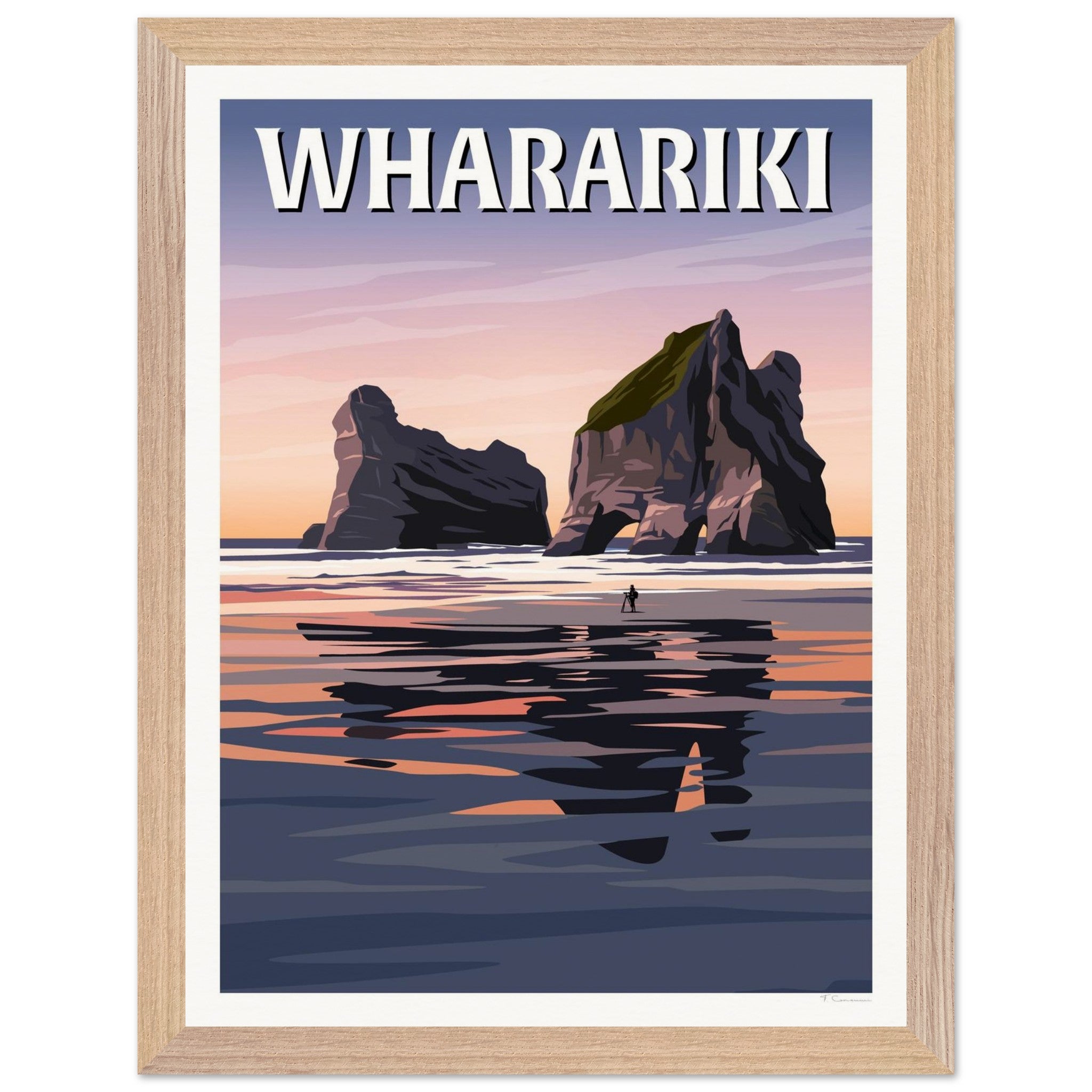 Wharariki Sunset Travel Poster, New Zealand