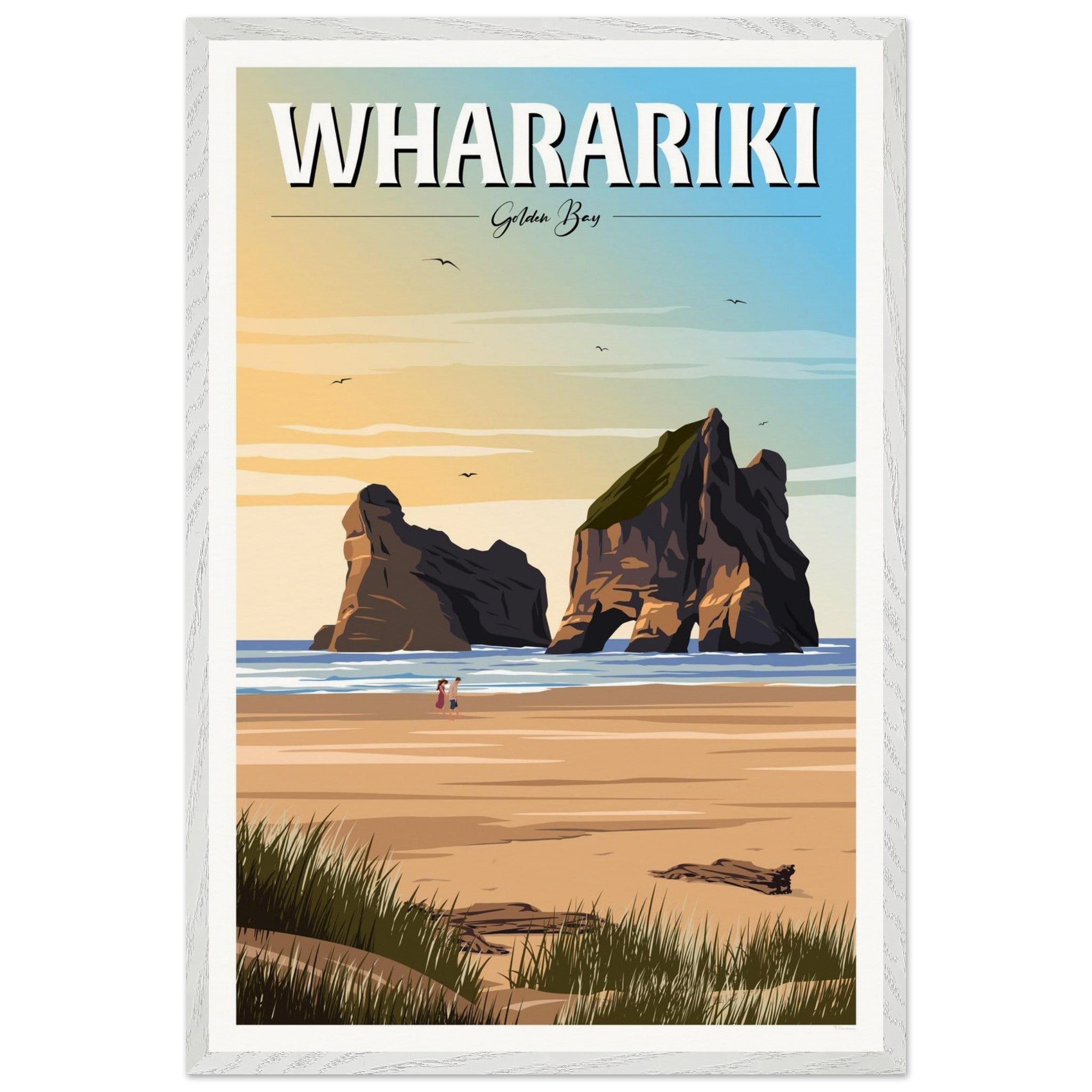 Wharariki Golden Bay Travel Poster, New Zealand
