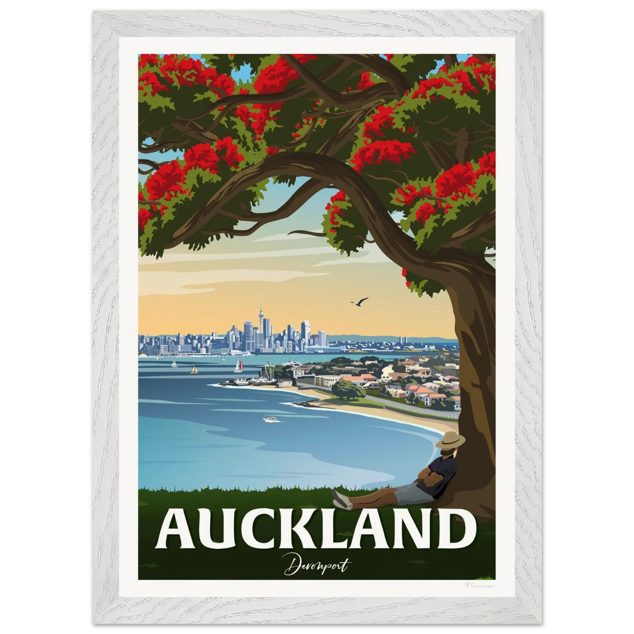 Auckland from Northhead New Zealand Travel Poster