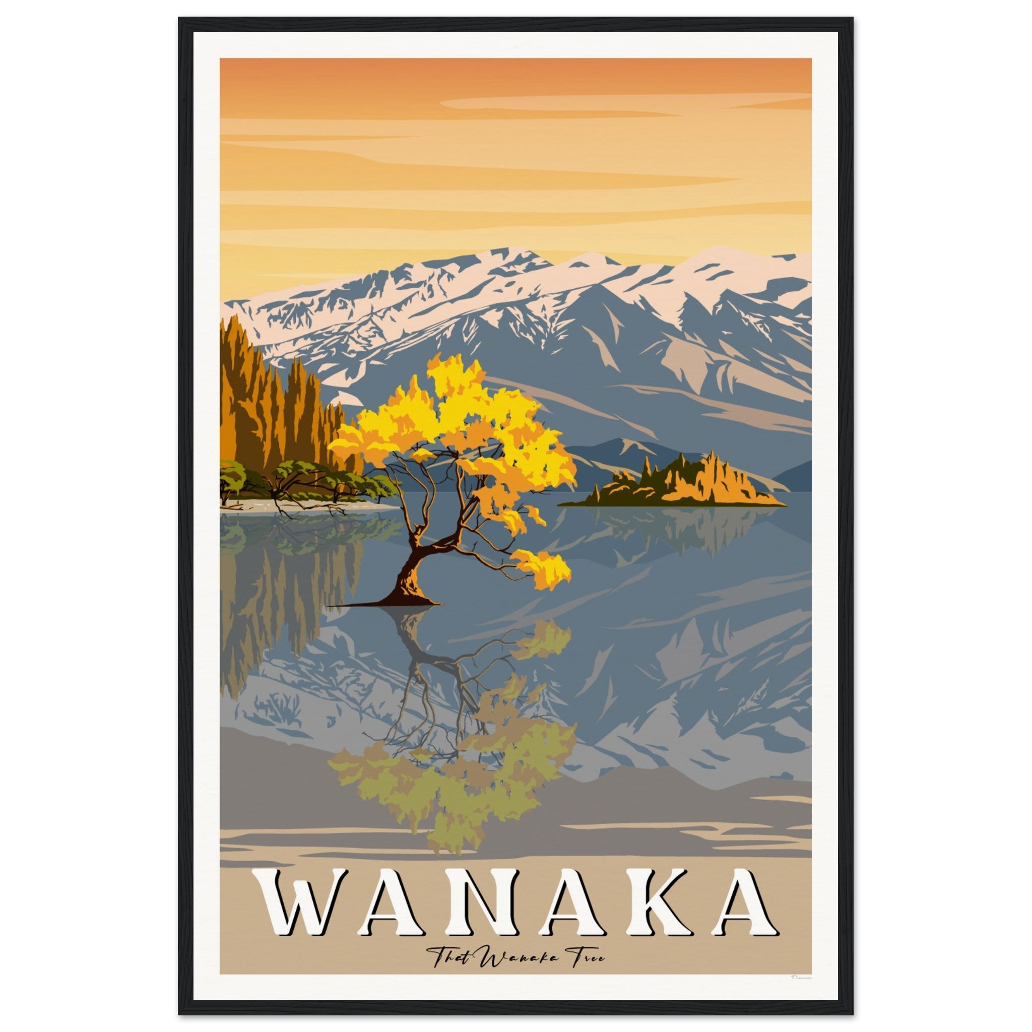 Wanaka Tree in the Lake - Travel Poster, New Zealand