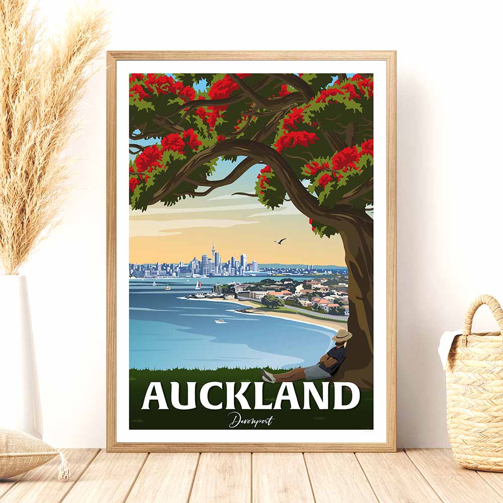 Auckland from Northhead New Zealand Travel Poster