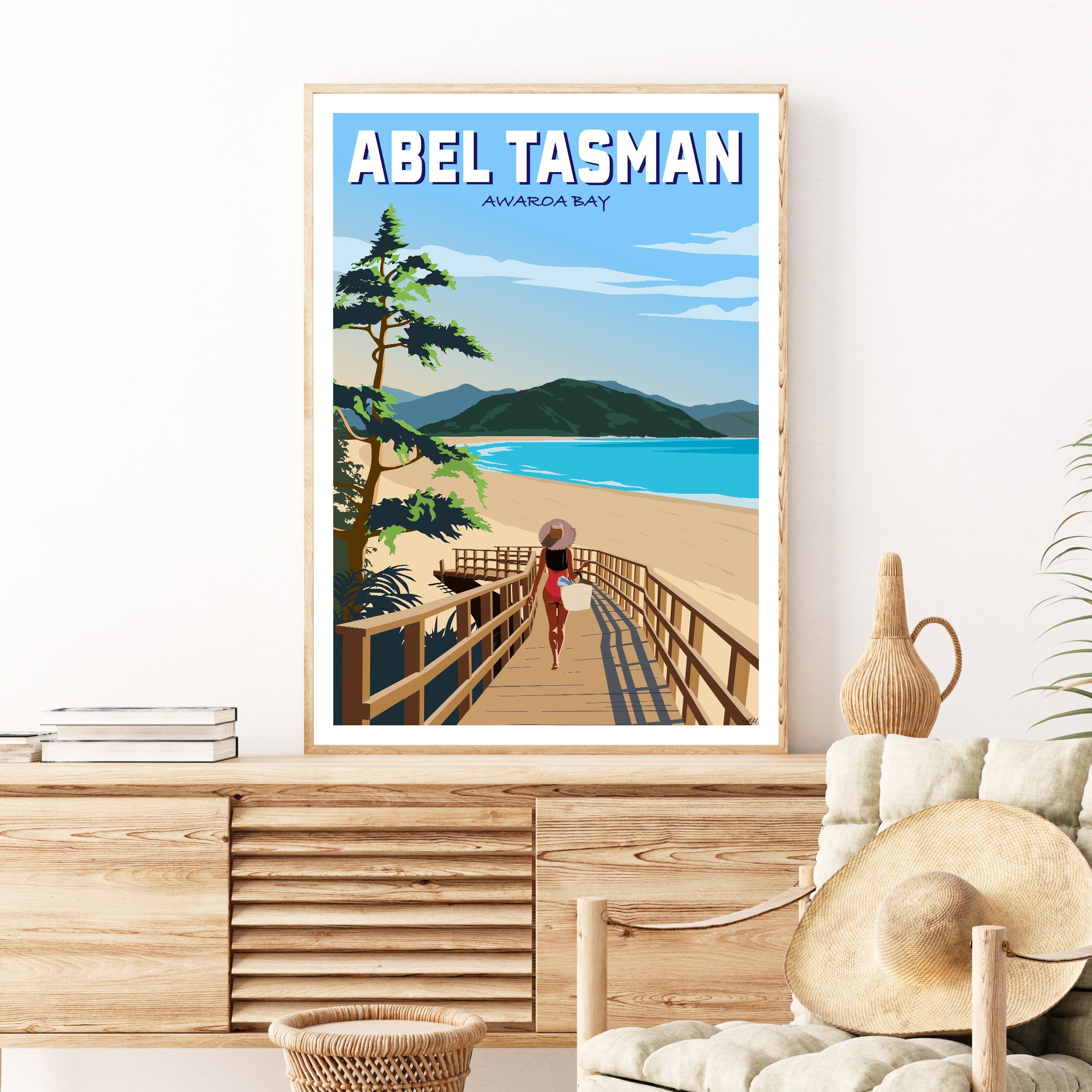 Abel Tasman - Awaroa Bay - Travel Poster, New Zealand