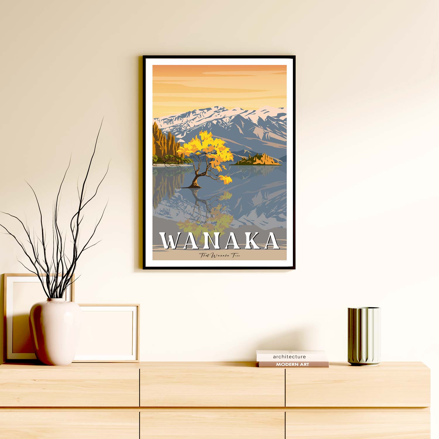 Wanaka Tree in the Lake - Travel Poster, New Zealand