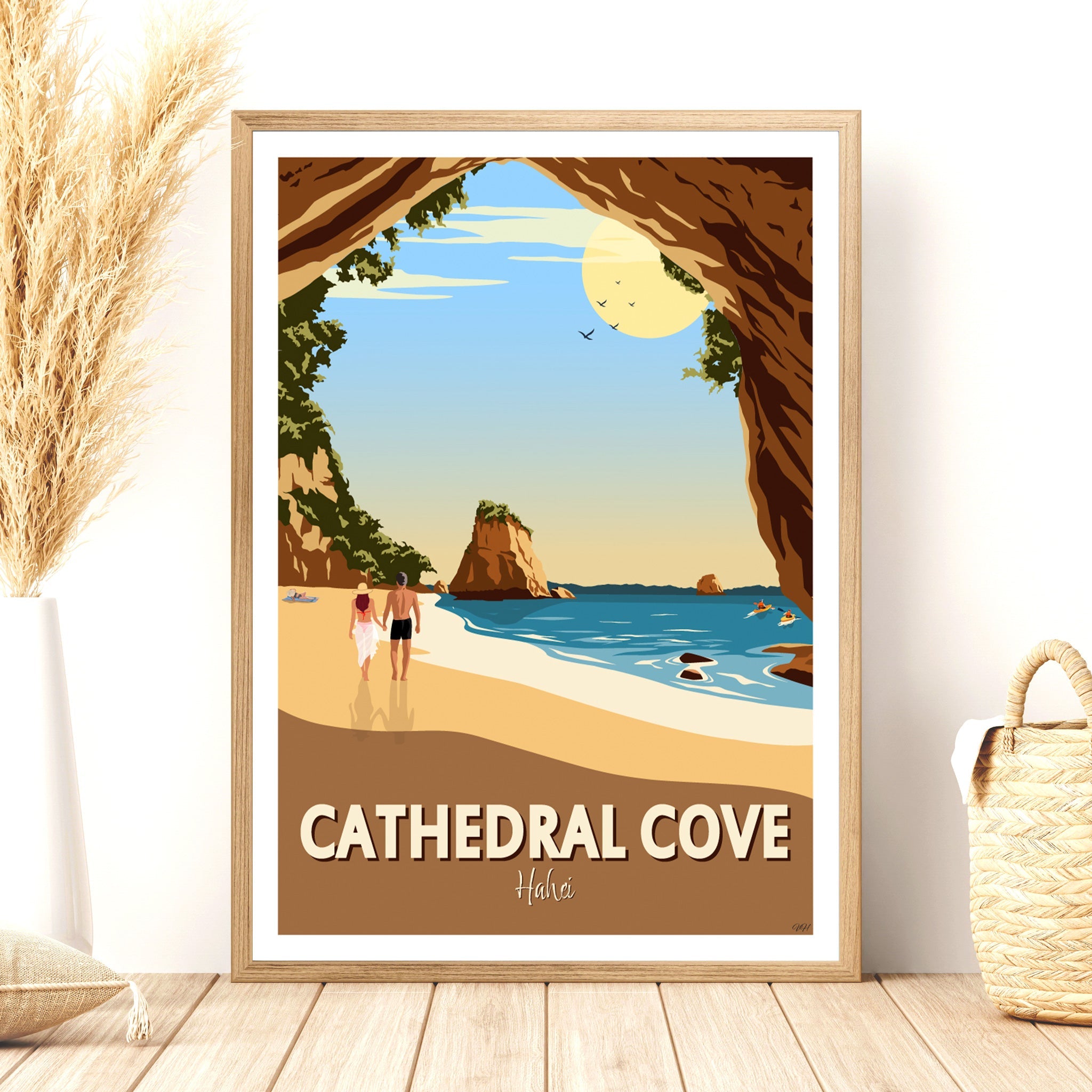 Cathedral Cove New Zealand Travel Poster