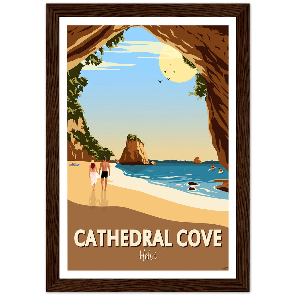 Cathedral Cove New Zealand Travel Poster