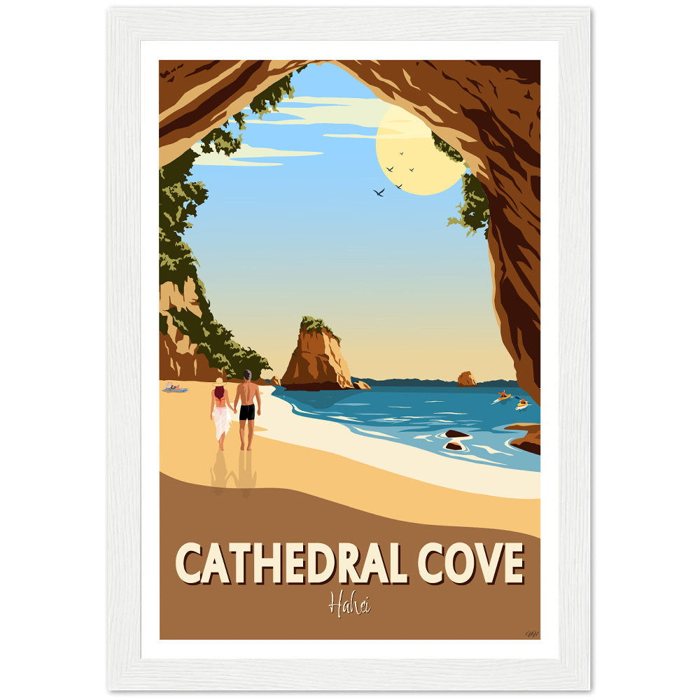 Cathedral Cove New Zealand Travel Poster