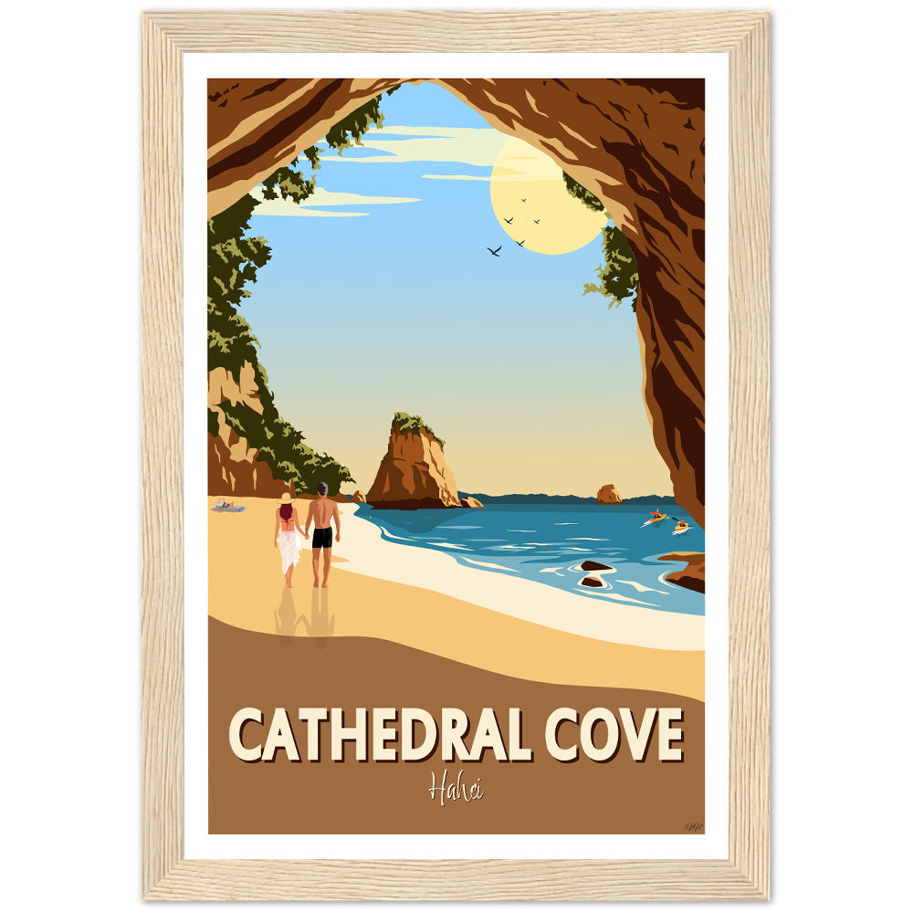 Cathedral Cove New Zealand Travel Poster