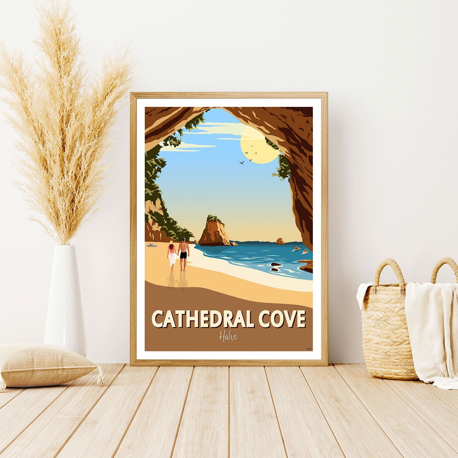 Cathedral Cove New Zealand Travel Poster