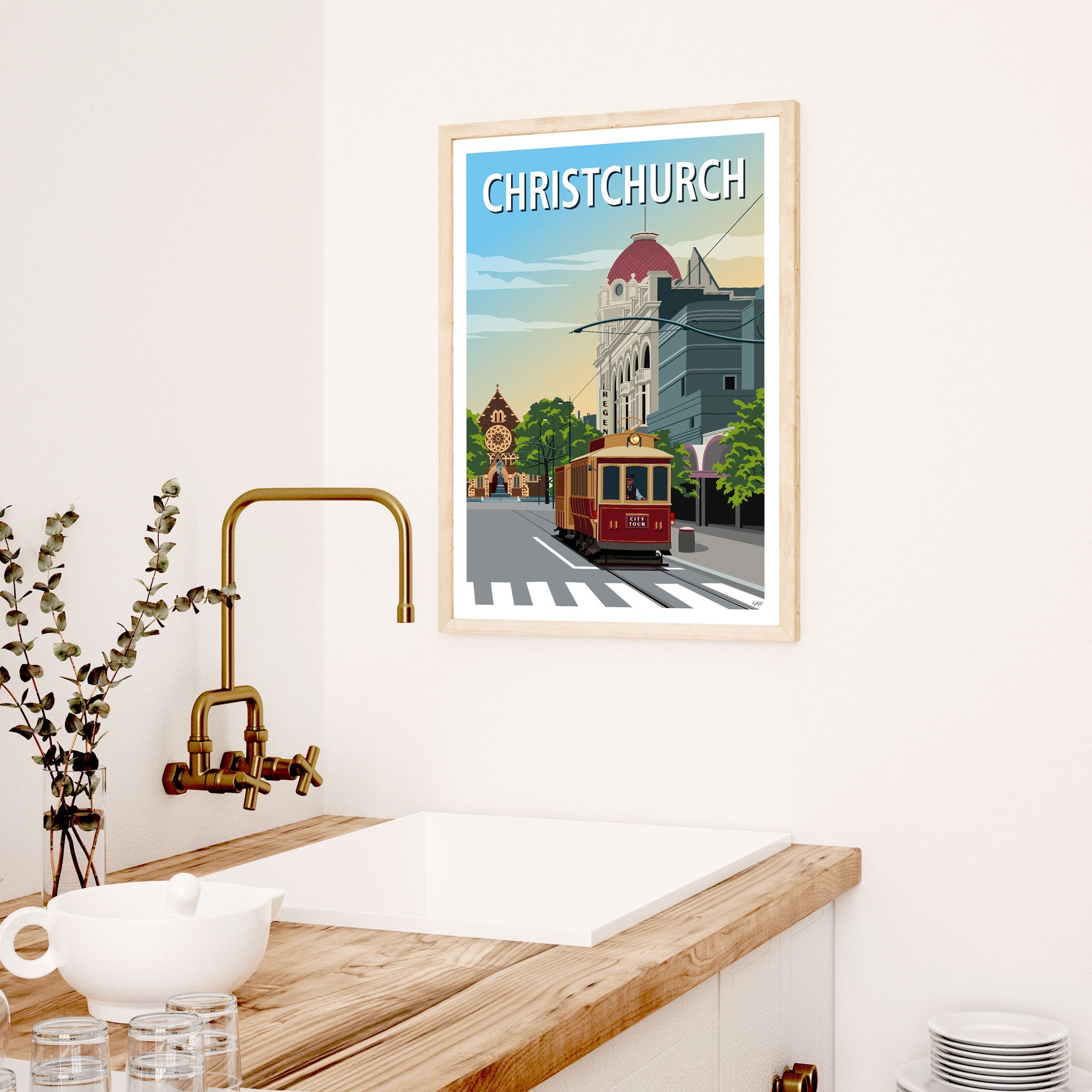 Christchurch Travel Poster, New Zealand