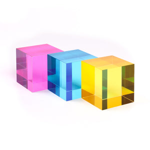 CMY individual coloured cubes - cyan, magenta and yellow - Artevo