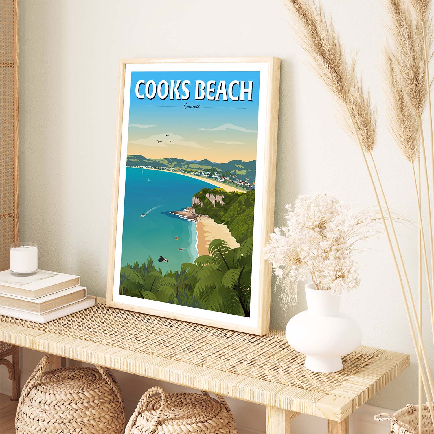 Cooks Beach, Coromandel New Zealand Travel Poster