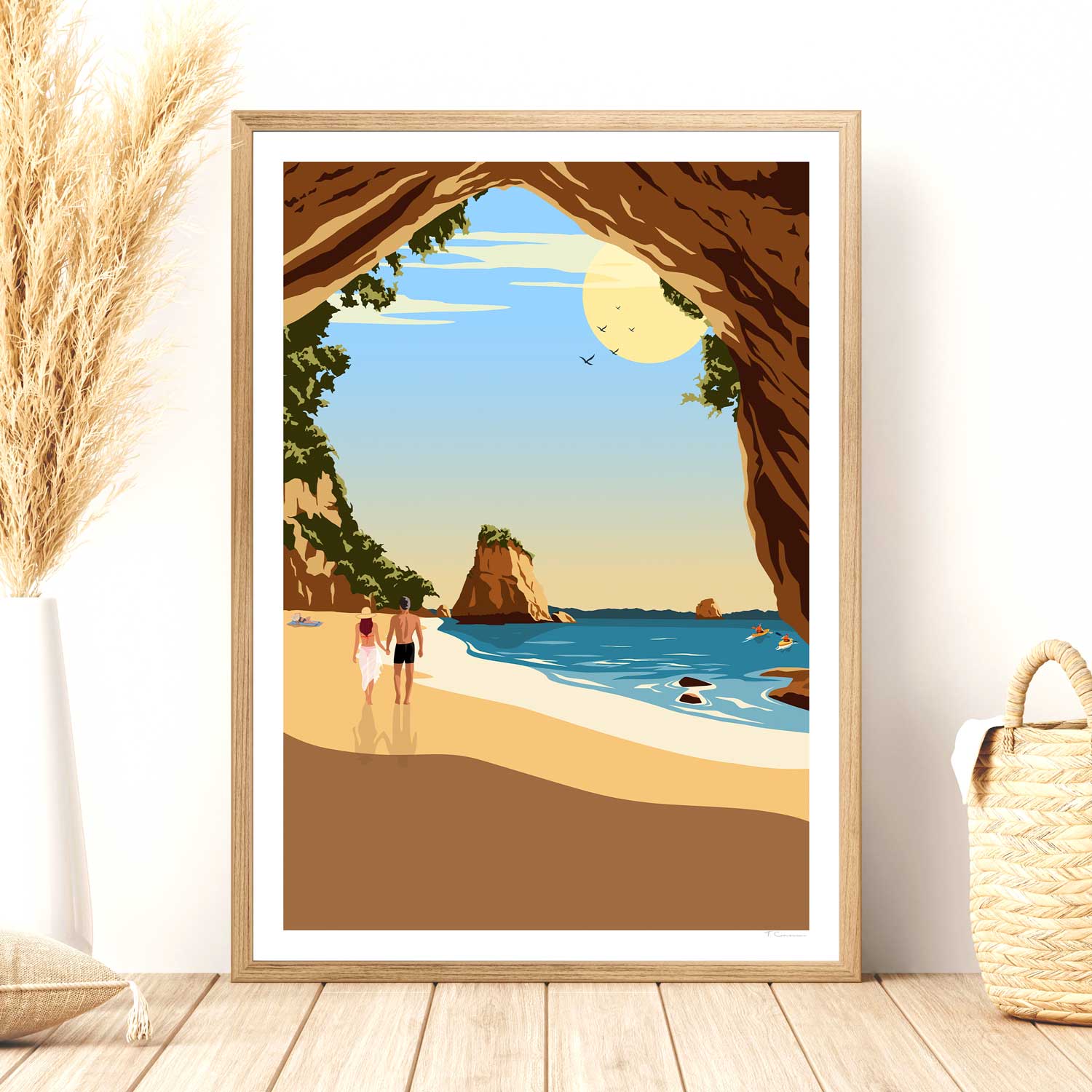 Cathedral Cove New Zealand Travel Poster