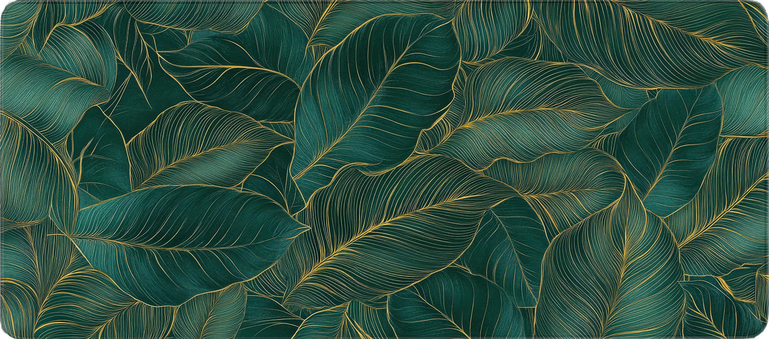 Golden Palm Leaves Desk Pad
