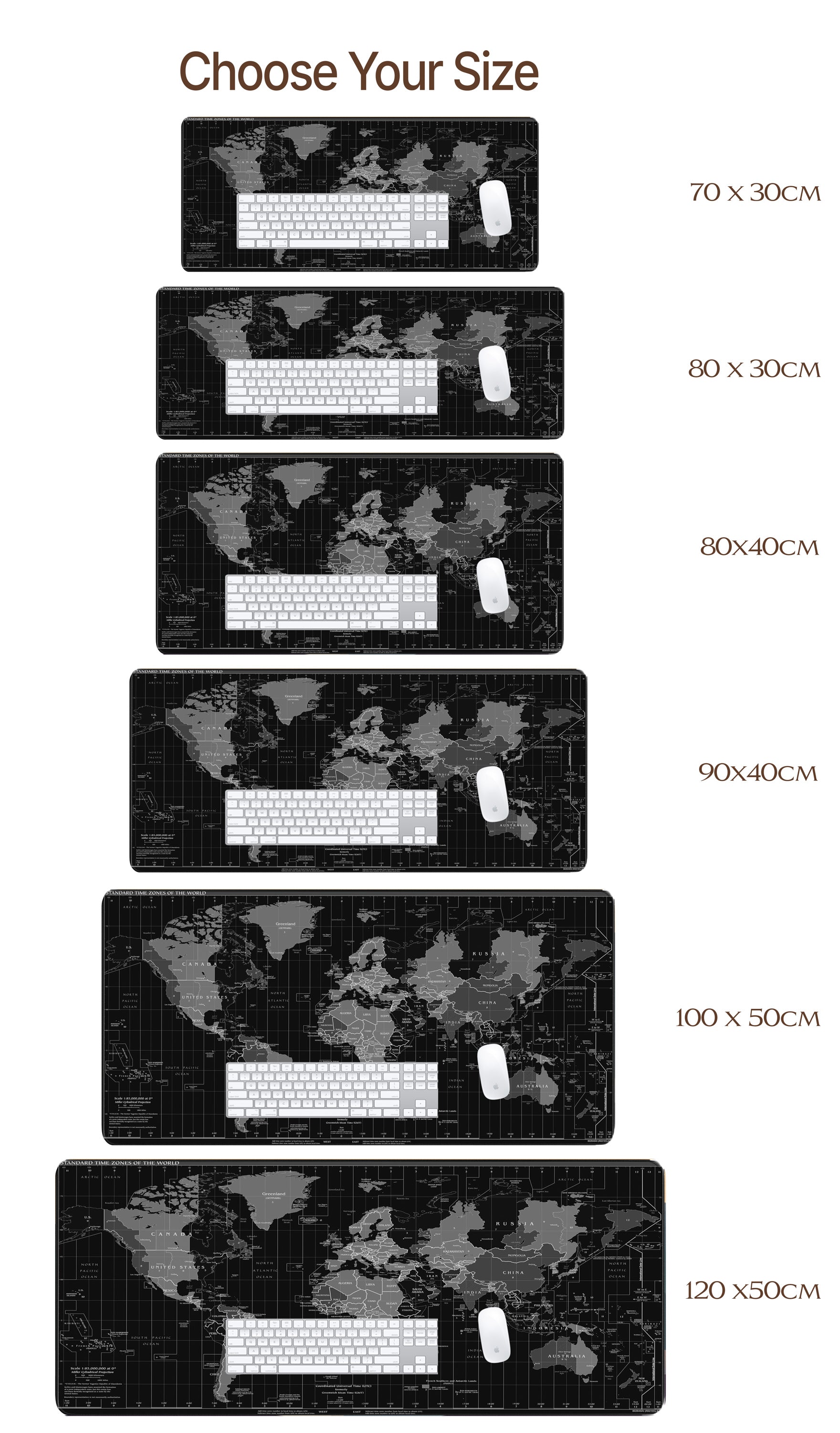 World Map Desk Mat in Black