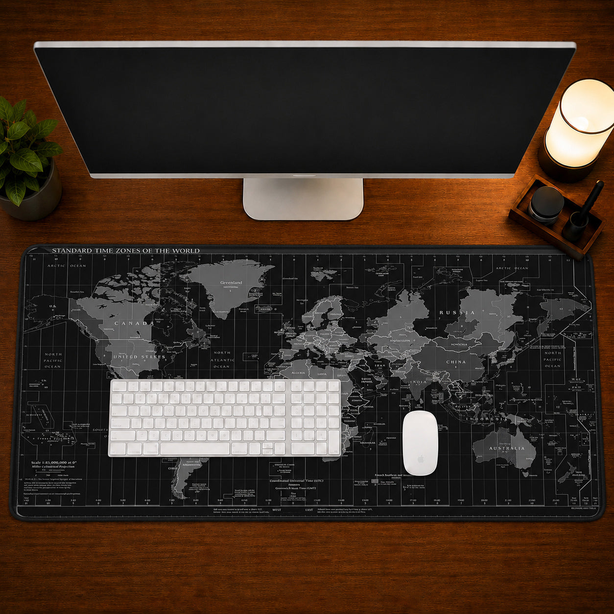 World Map Desk Mat in Black