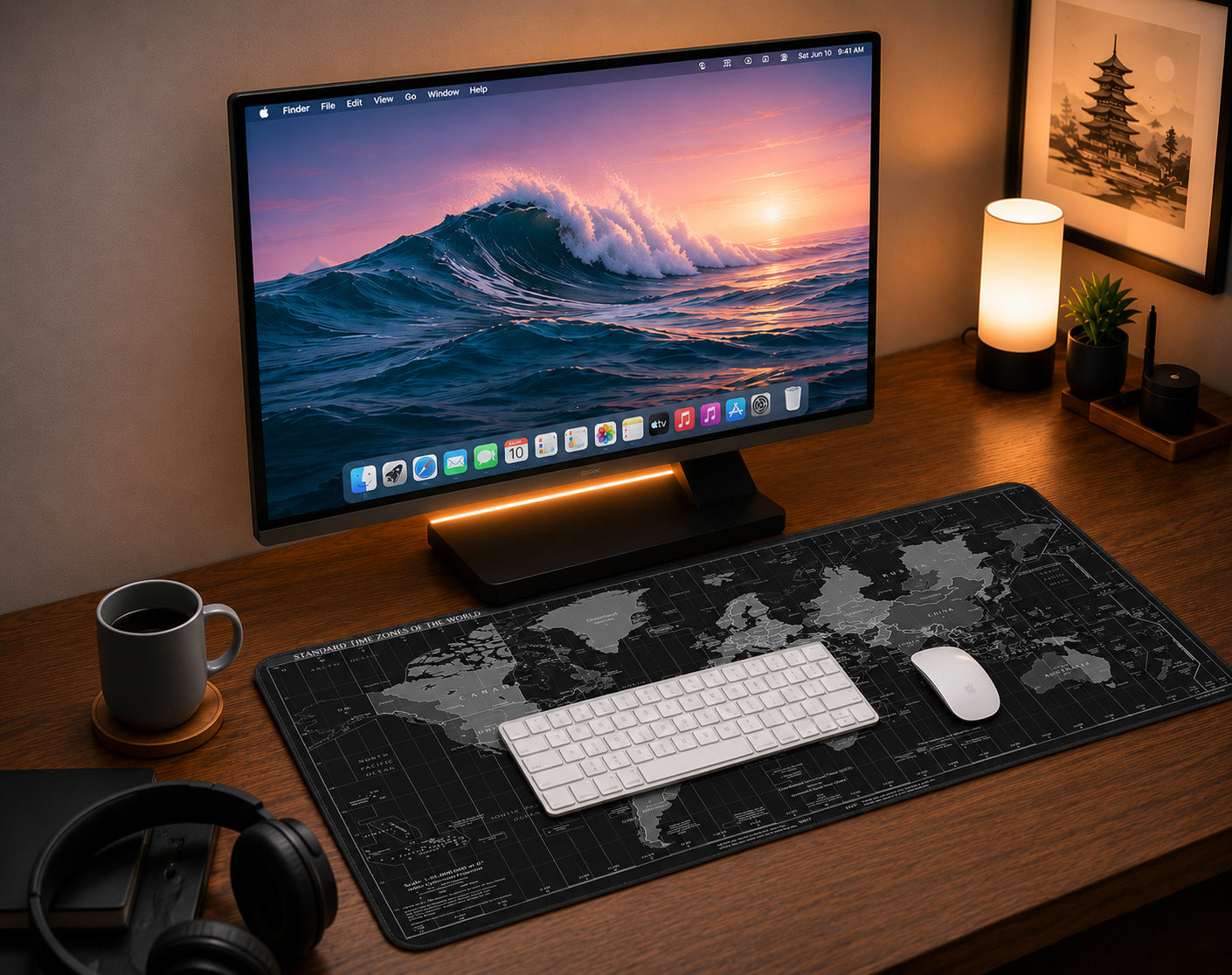 World Map Desk Mat in Black