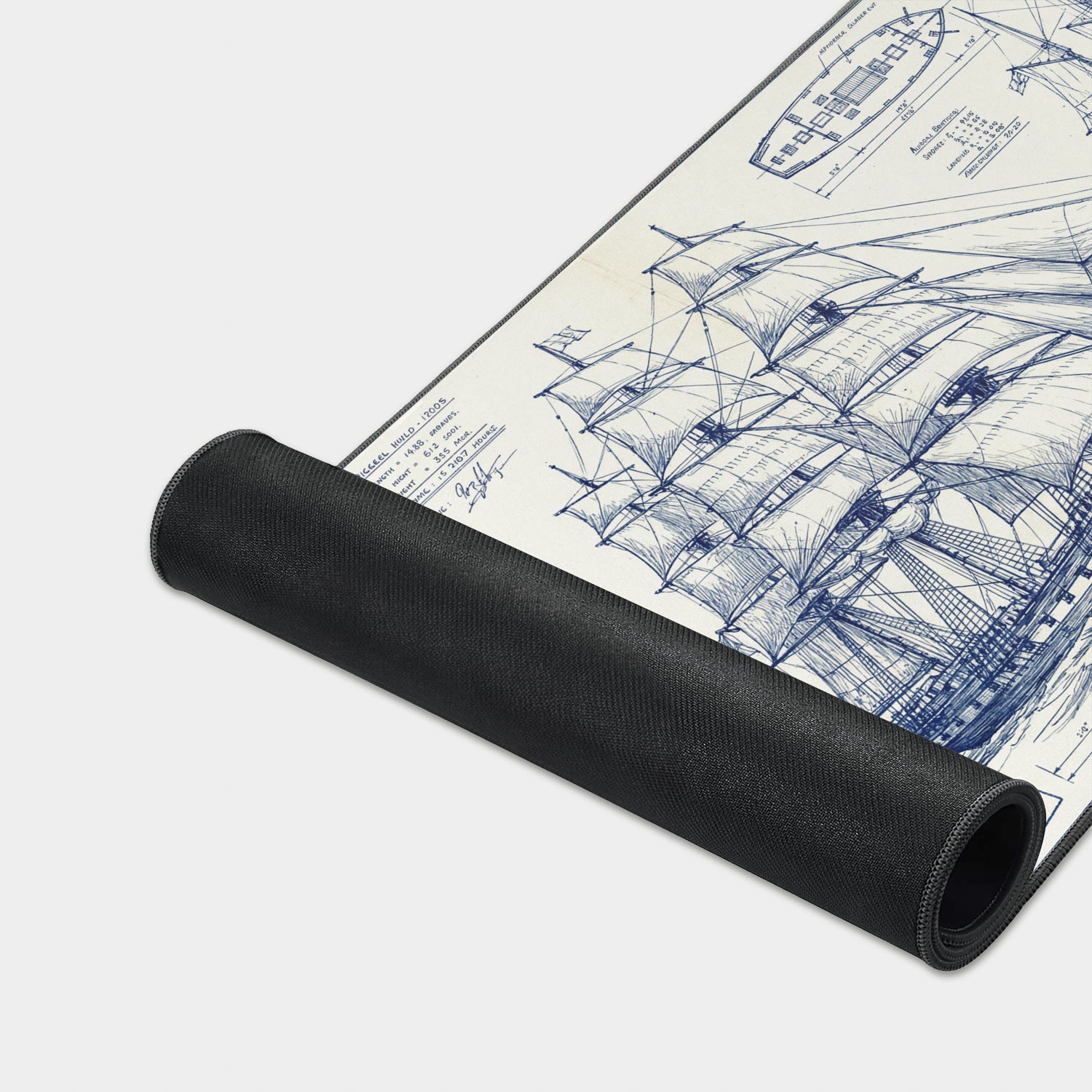 Sailing Ship Blueprint Desk Mat