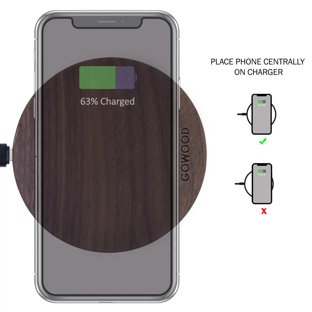 GOWOOD 15W Fast Wooden Wireless Charger