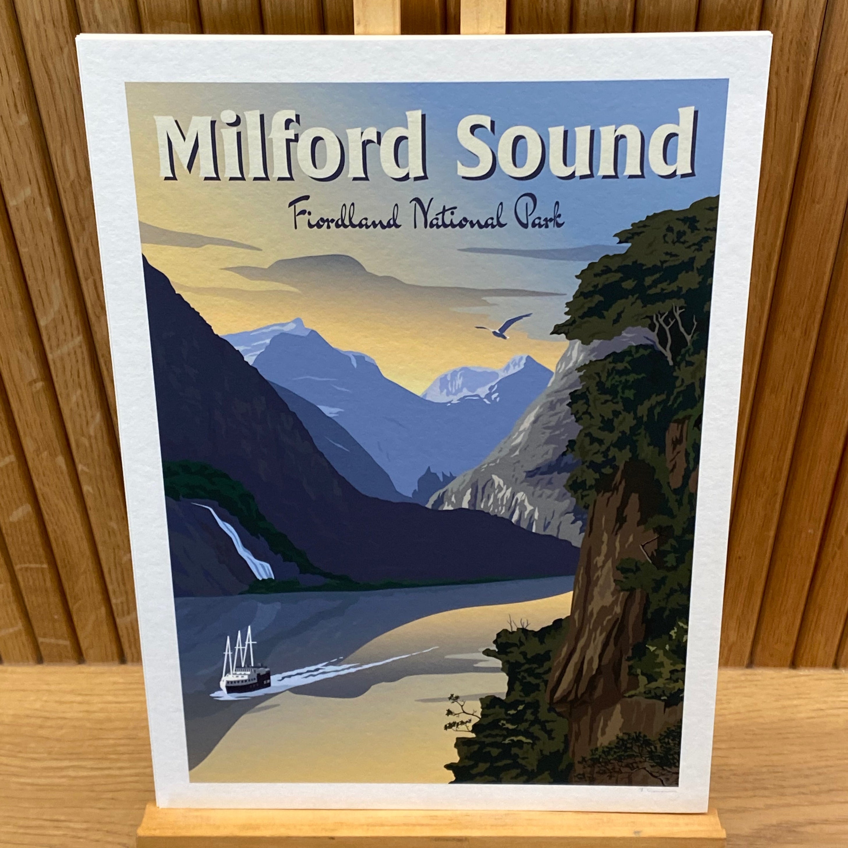 Milford Sound - Fiordland National Park - Travel Poster, New Zealand