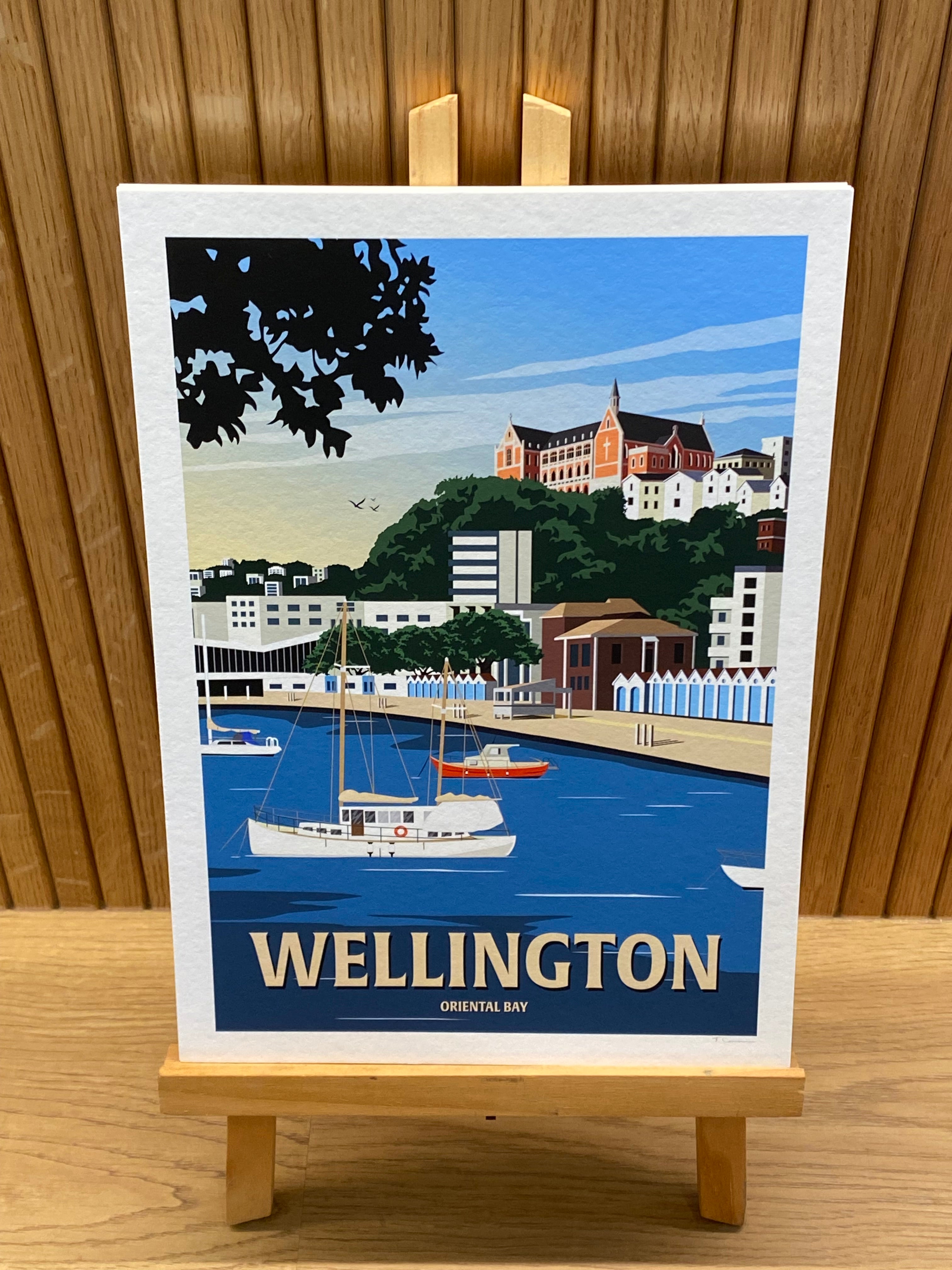 Wellington - Oriental Bay - Travel Poster, New Zealand