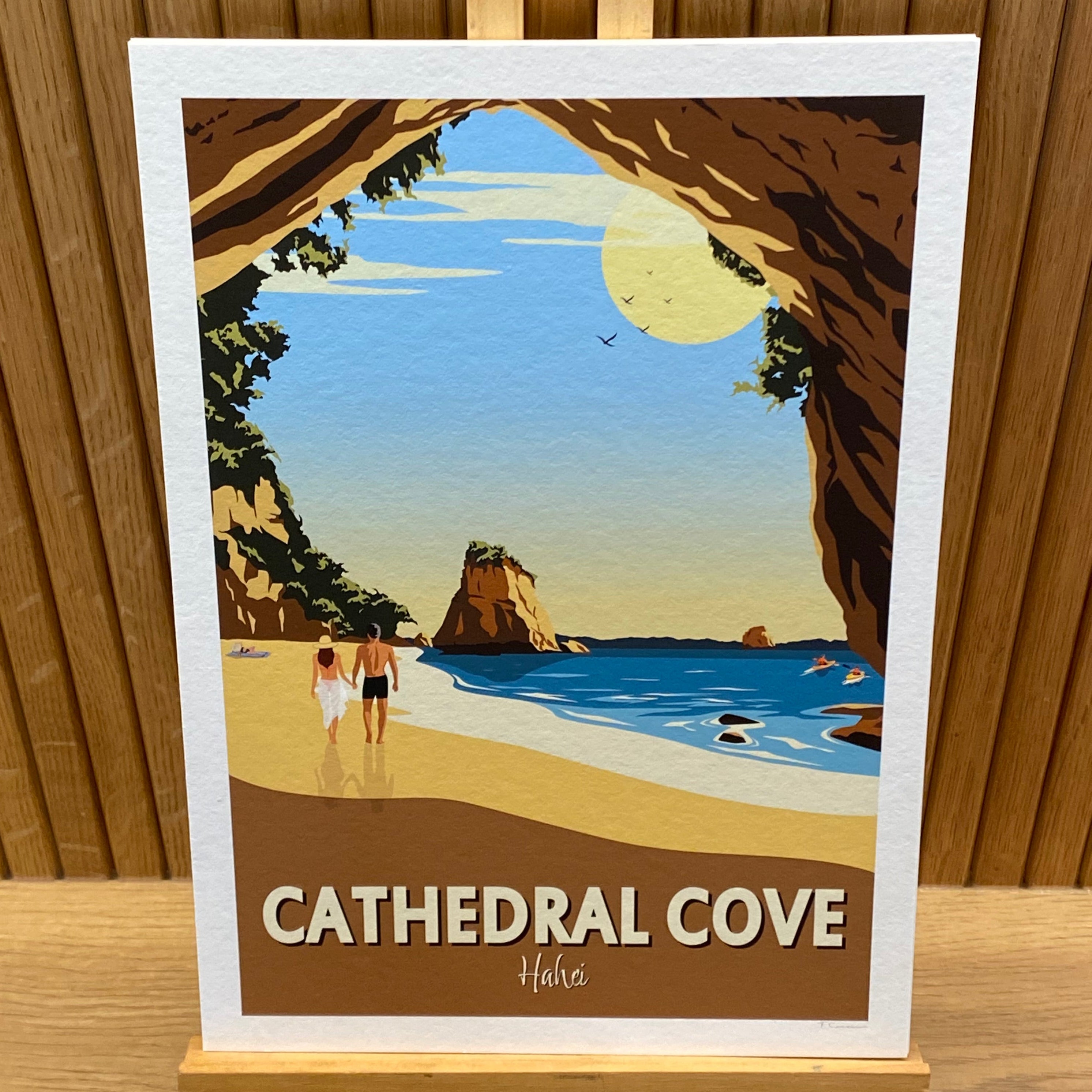 Cathedral Cove New Zealand Travel Poster